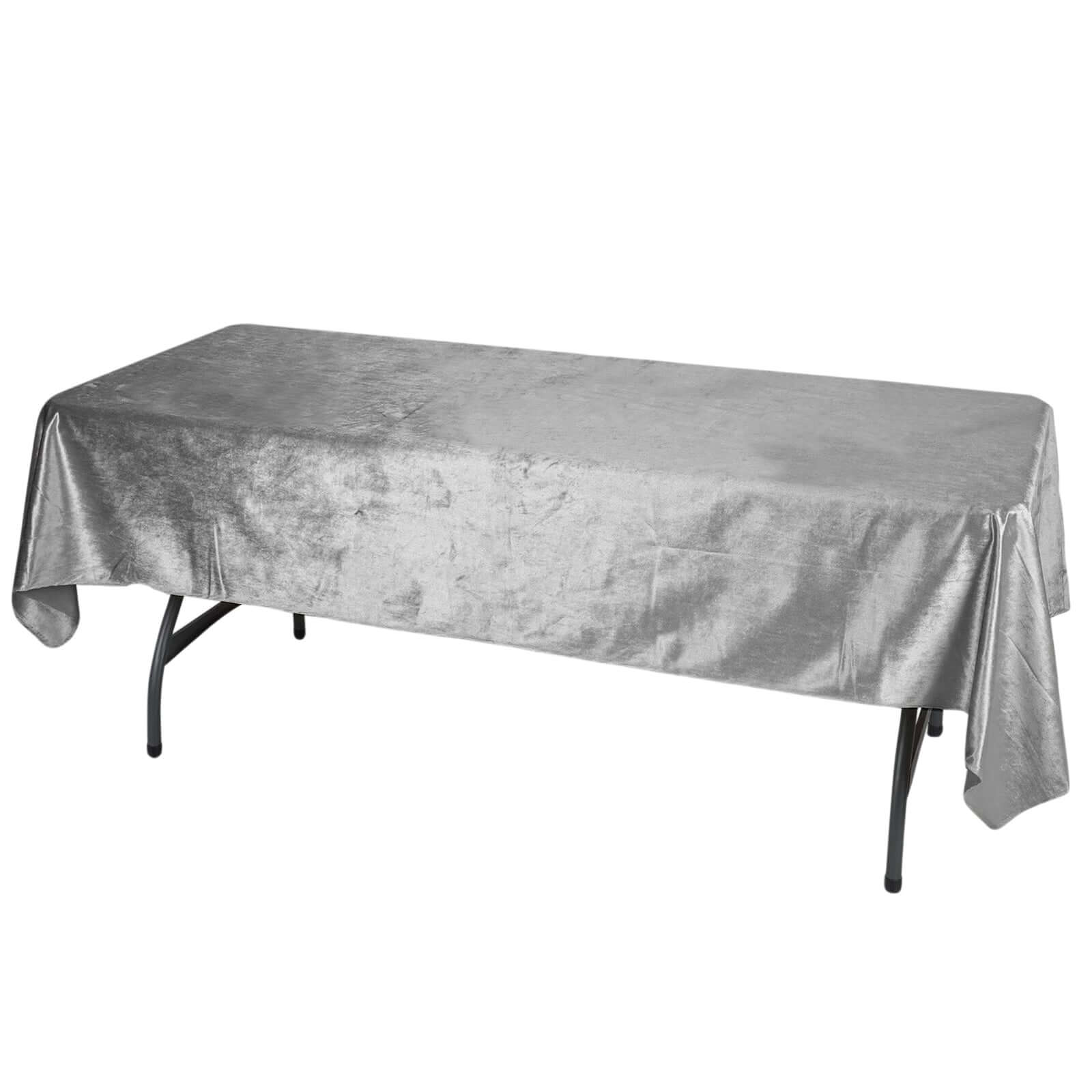 Premium Velvet 60x102 Rectangle Tablecloth Silver - Reusable & Soft Table Cover