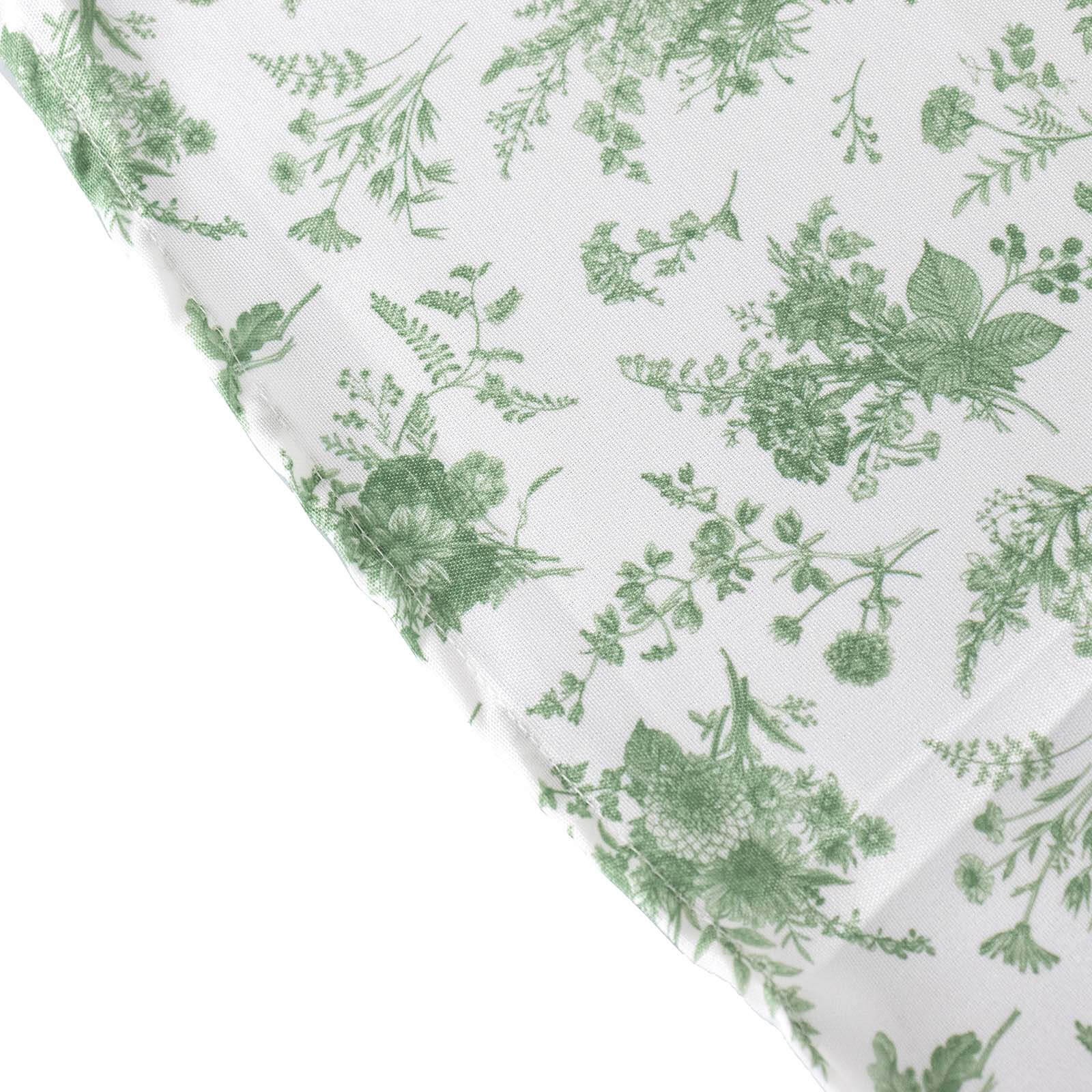 Polyester 90x156 Rectangle Tablecloth Dusty Sage Green French Toile Pattern Seamless Table Cover for Upscale Dining