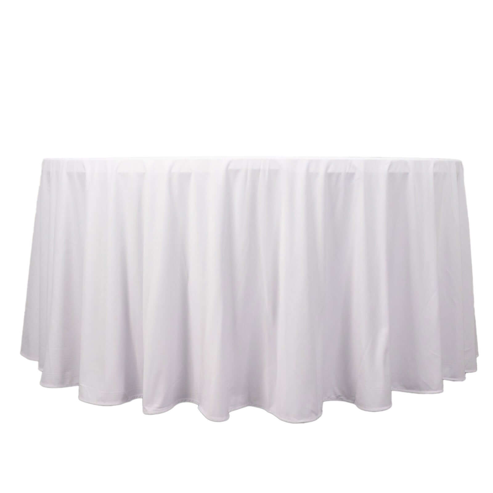 Premium Scuba Round 120 Tablecloth White - Wrinkle Free & Stain Resistant Seamless Table Cover for Weddings & Events