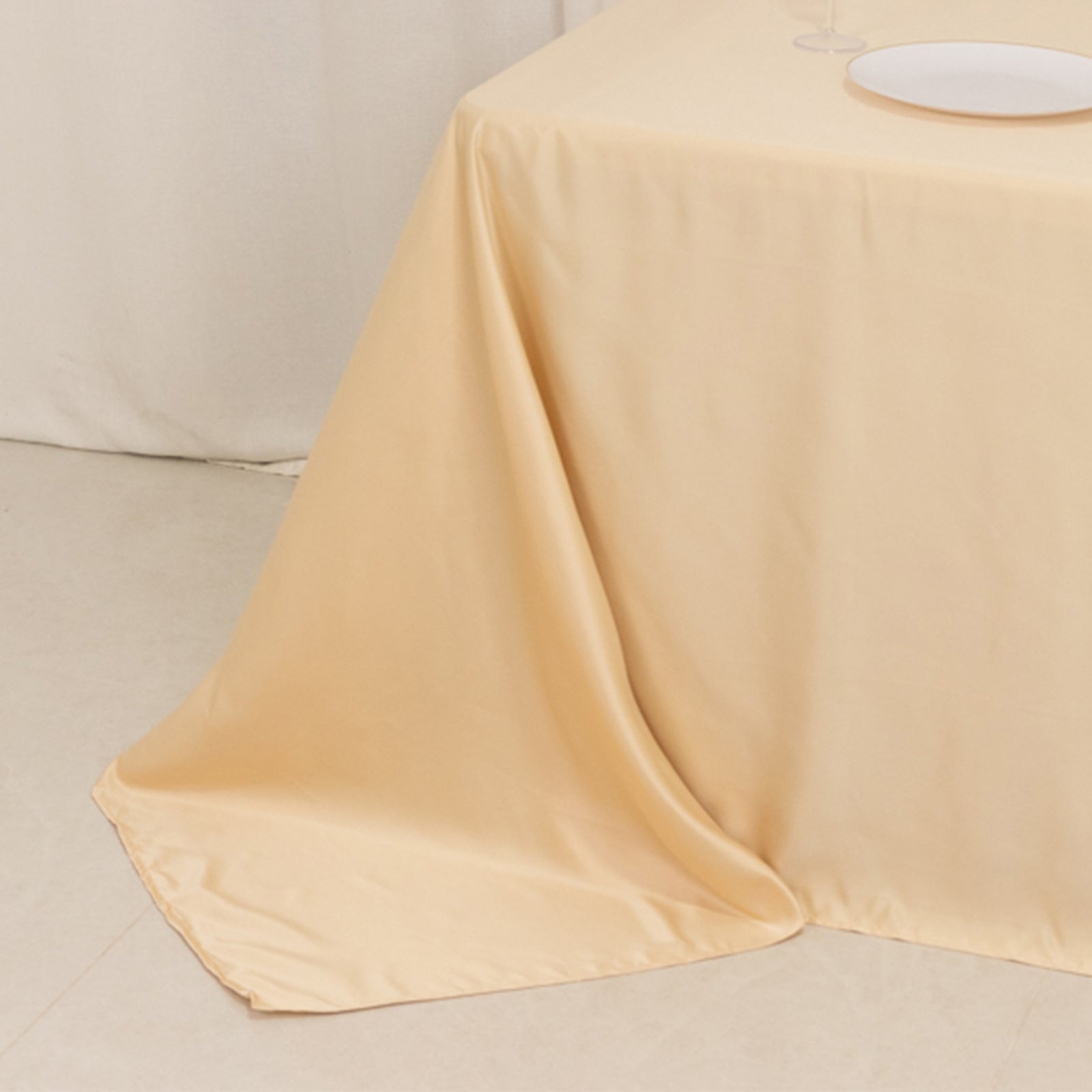 Lamour Satin 90x132 Rectangle Tablecloth Beige - Soft & Silk-Like Seamless Table Cover