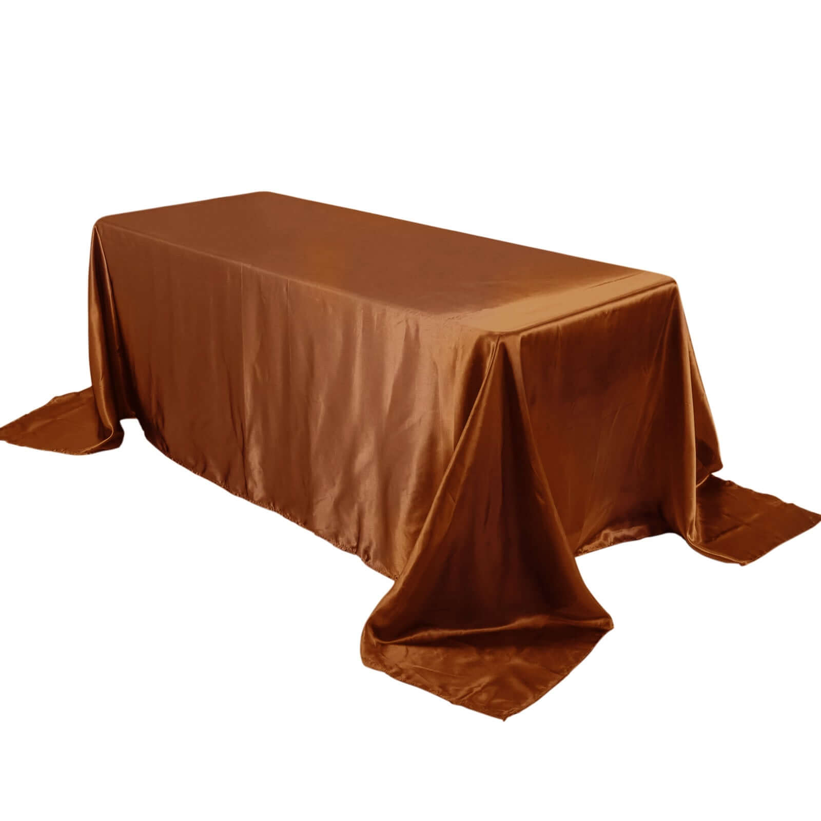 Satin Rectangular 90x132 Tablecloth Cinnamon Brown Satin - Seamless Table Cover