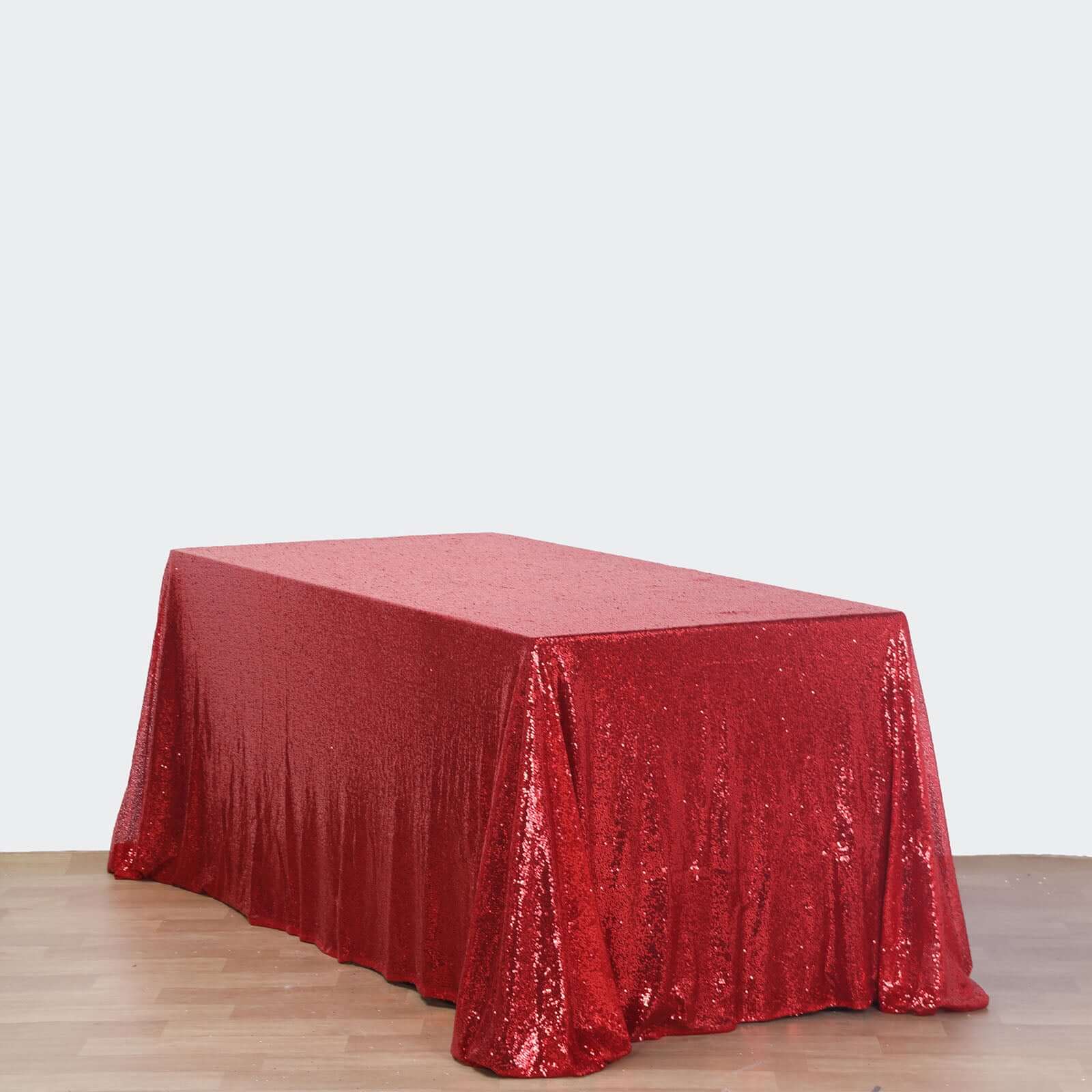 Sequin 90x156 Rectangle Tablecloth Red - Seamless Twinkling Table Cover