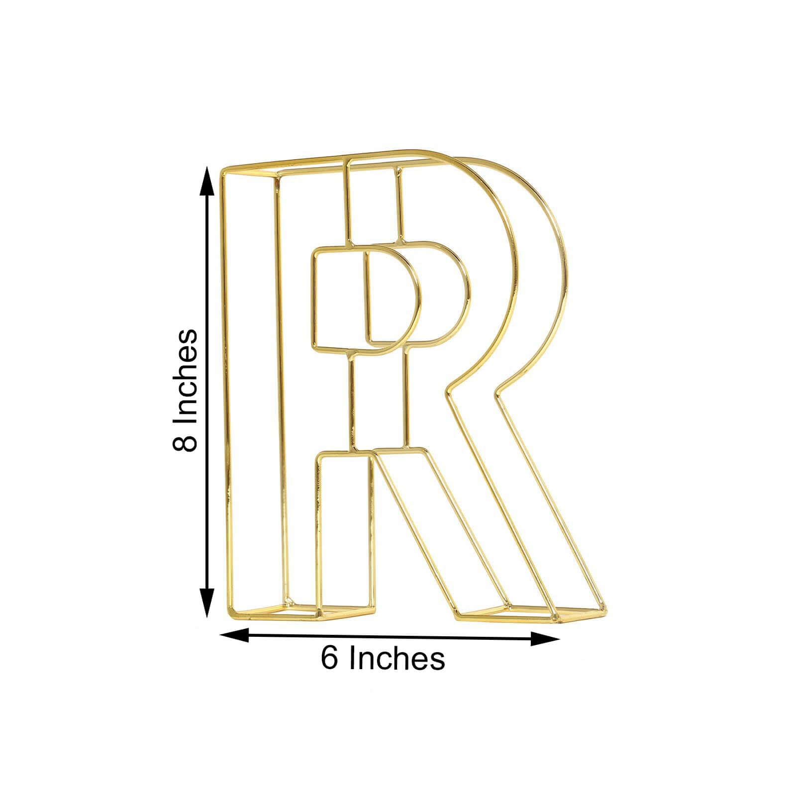 8 Tall Gold Freestanding 3D Decorative Wire Letter, Wedding Centerpiece - R