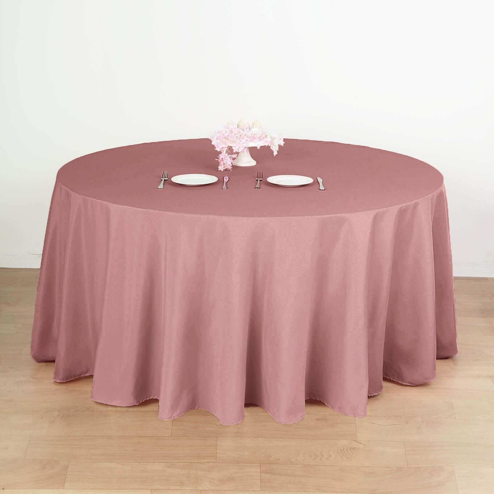 Polyester 132 Round Tablecloth Dusty Rose - Seamless Chic Table Cover