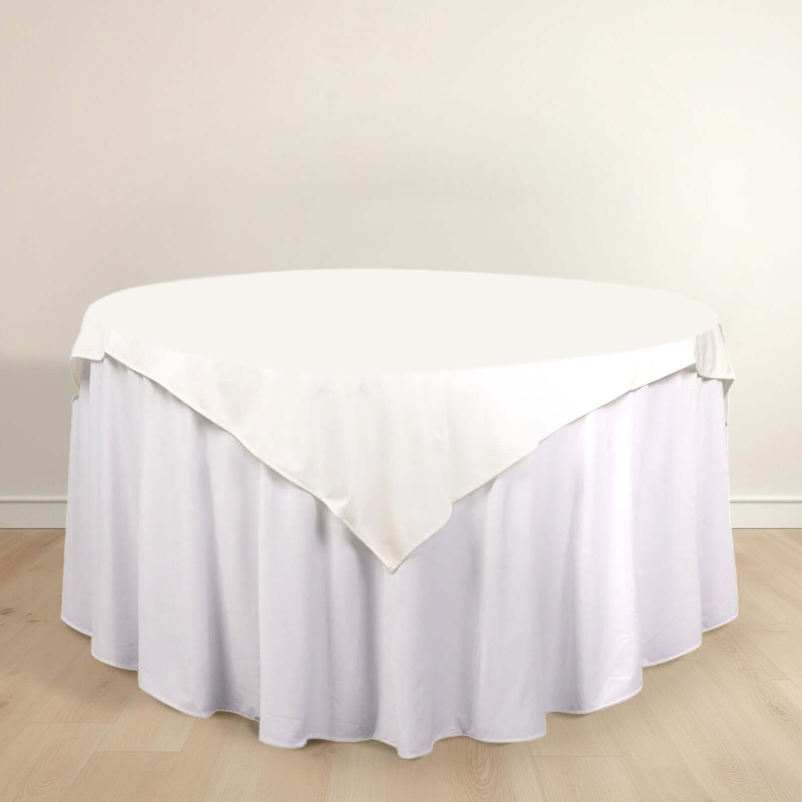 Premium Scuba 54x54 Table Overlay Square Tablecloth Ivory - Wrinkle Free & Stain Resistant Table Cover