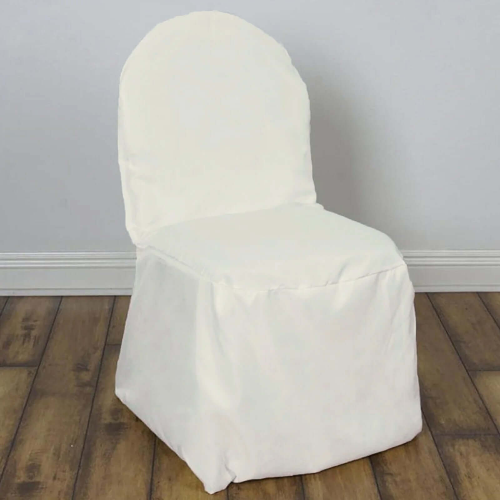 10 Pack Polyester Chair Cover for Banquet Chairs Ivory - Stain-Resistant Reusable Slip-On Slipcover