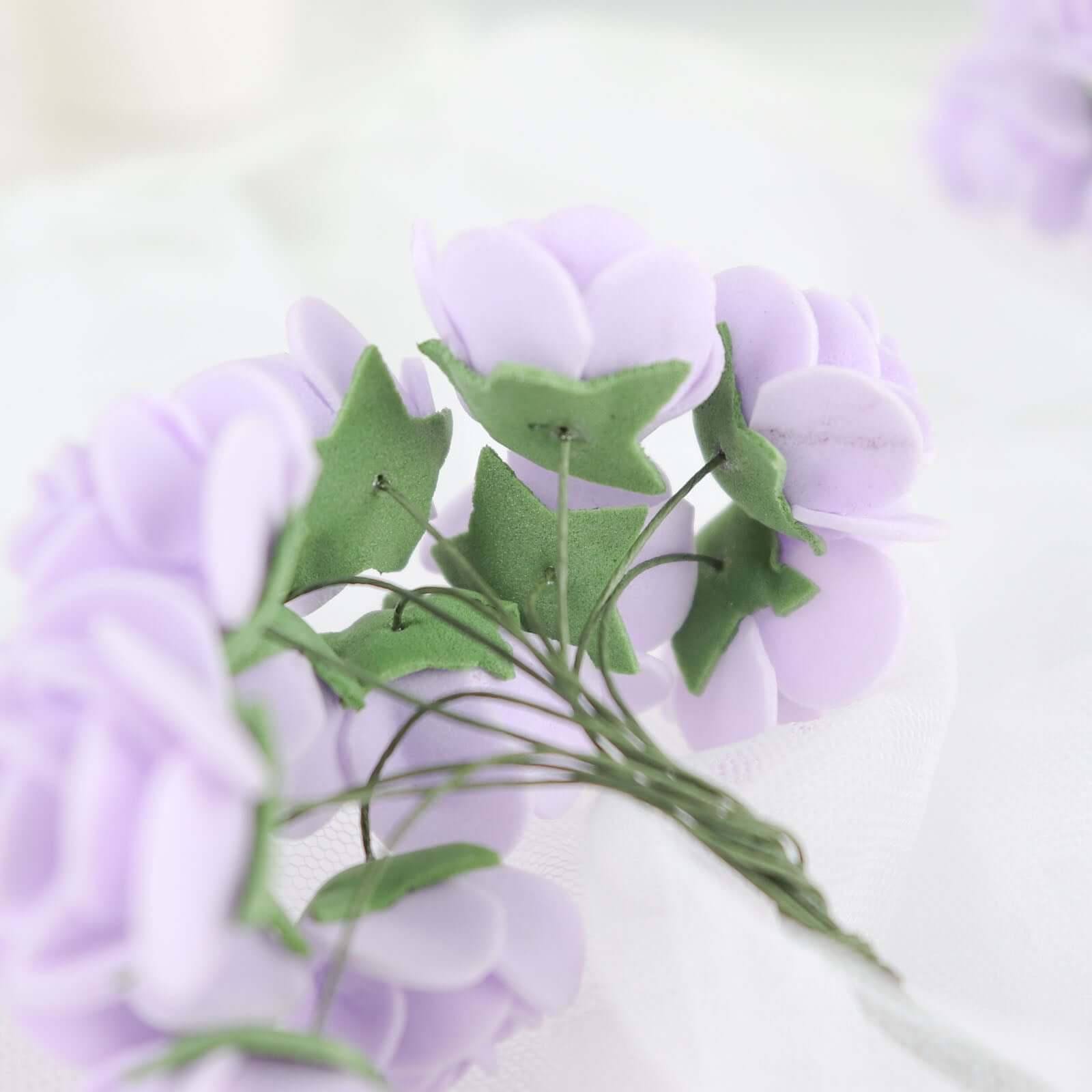 48 Roses 1 Lavender Lilac Real Touch Artificial DIY Foam Rose Flowers With Stem, Craft Rose Buds