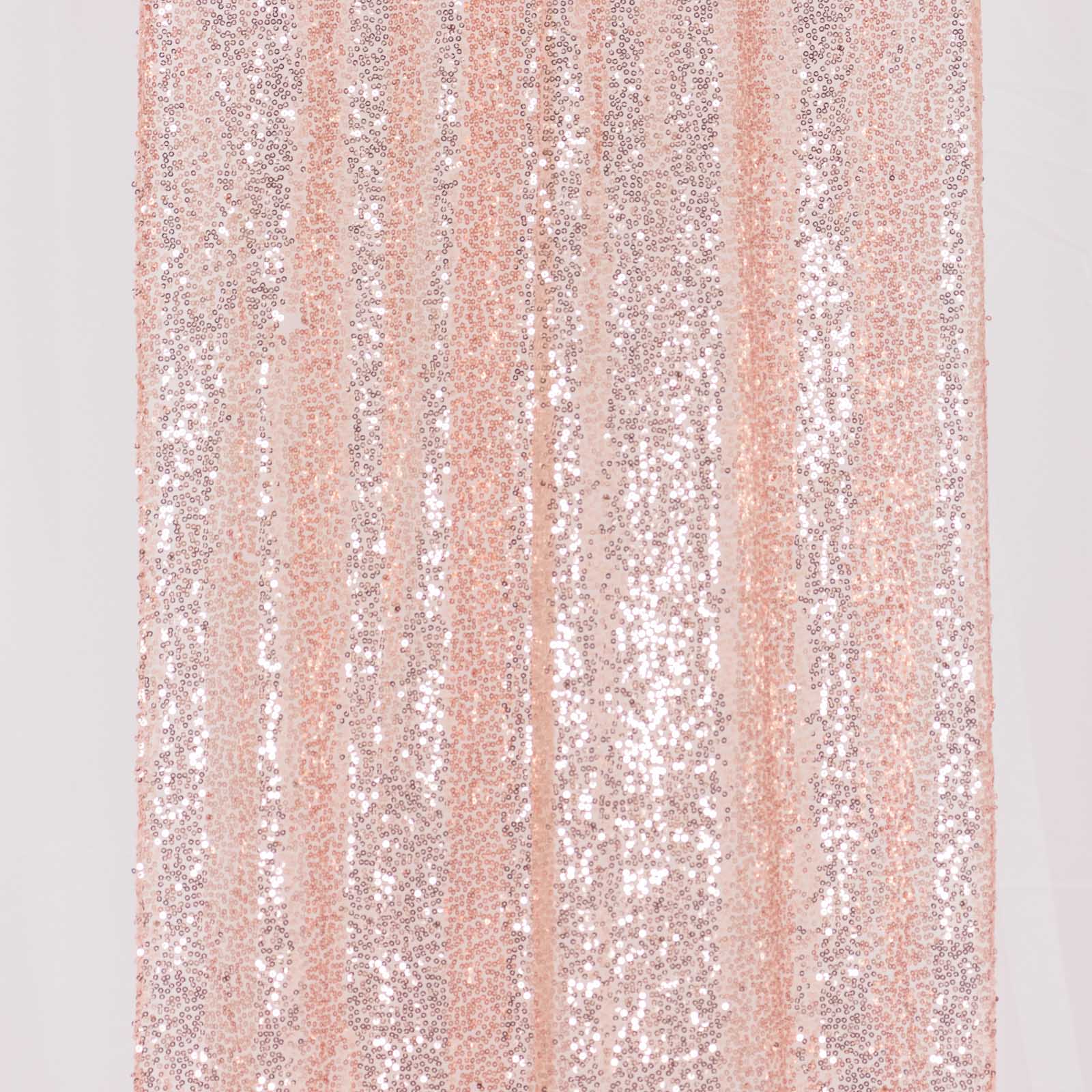 2 Pack Rose Gold Sequin Event Curtain Drapes with Rod Pockets, Seamless Backdrop Event Panels - 8ftx2ft