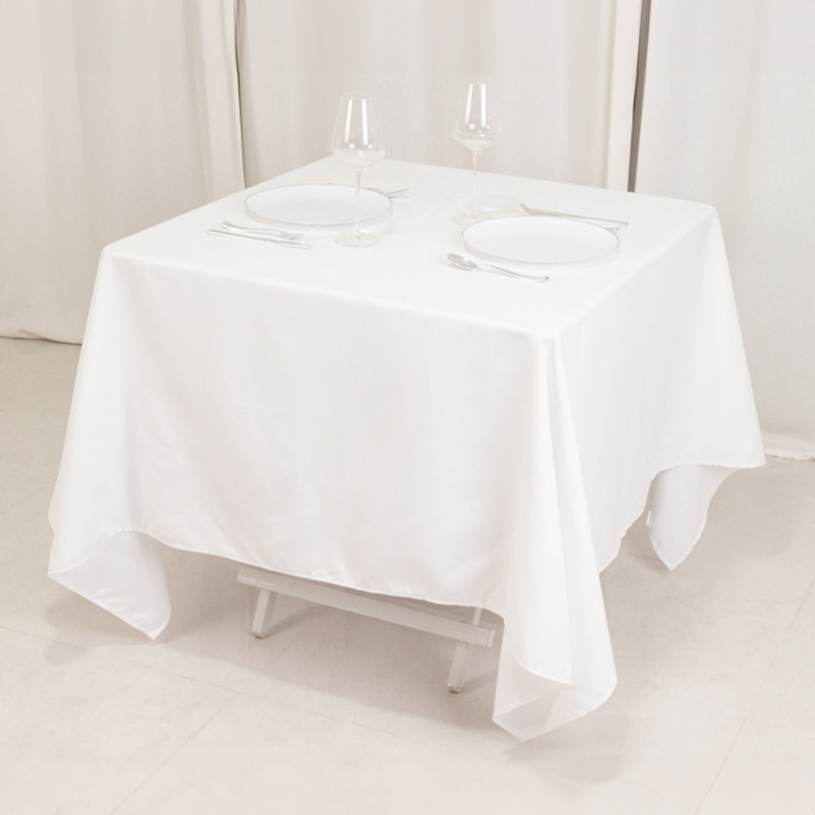 Cotton Blend 70x70 Square Tablecloth White - Wrinkle-Resistant Fabric for Modern Table Decor