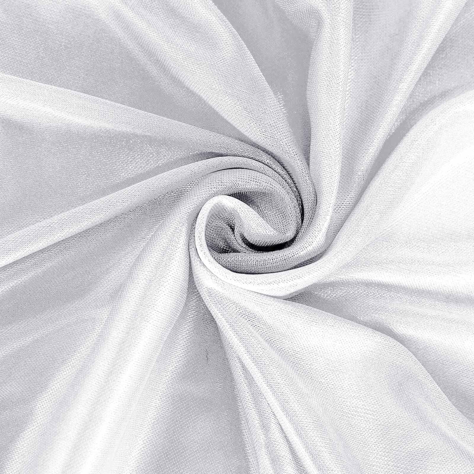 Satin 14ft Table Skirt White Pleated Double Drape Design - Soft & Graceful for Events