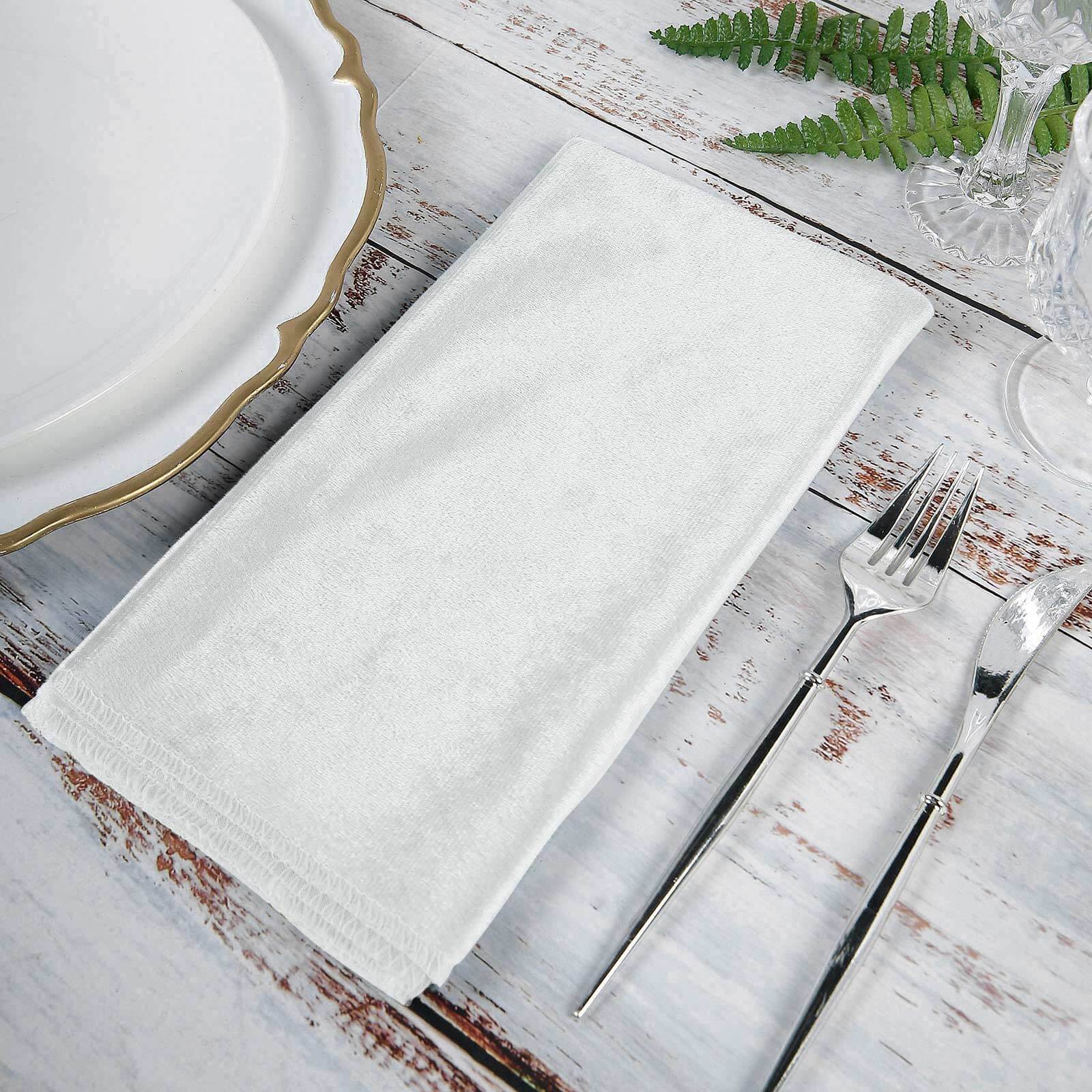 5 Pack Premium Velvet 20x20 Napkins White - Soft Sheen Finish Cloth Napkins