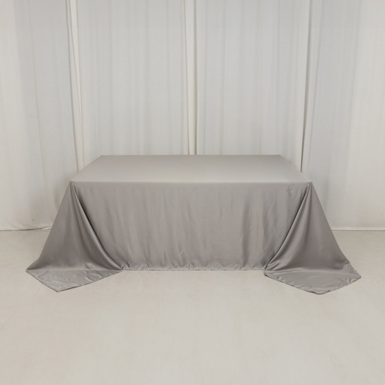 Lamour Satin 90x132 Rectangle Tablecloth Silver - Soft & Silk-Like Seamless Table Cover