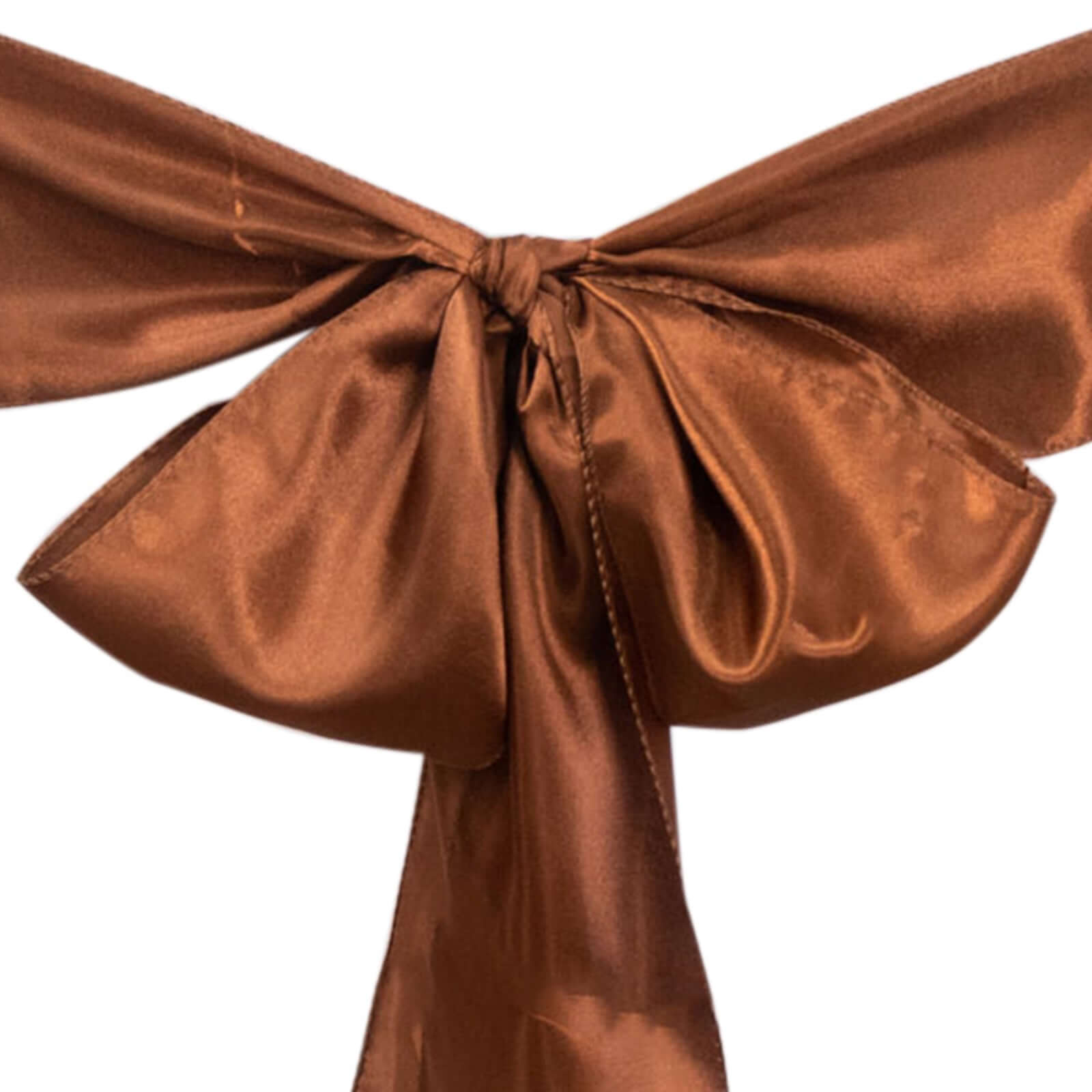 5 Pack Satin Chair Sashes Cinnamon Brown - Durable Chair Bows with Shiny Finish 6x106