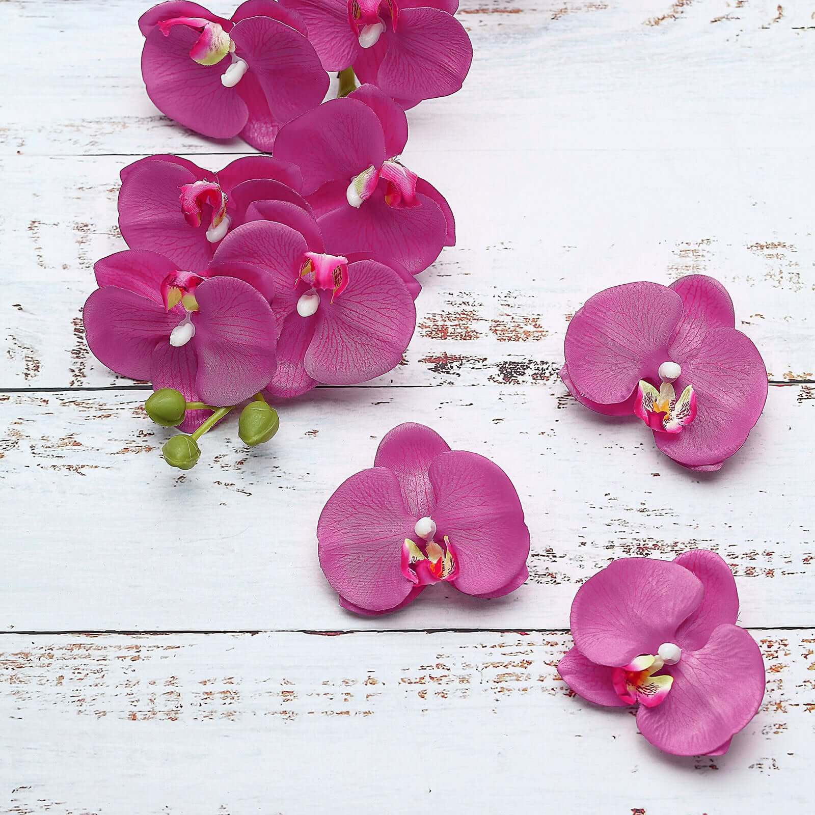 20 Silk Artificial Orchids Flower Heads Fuchsia - Versatile Floral Accents for DIY Floral Arrangements Corsages & Event Decor 4