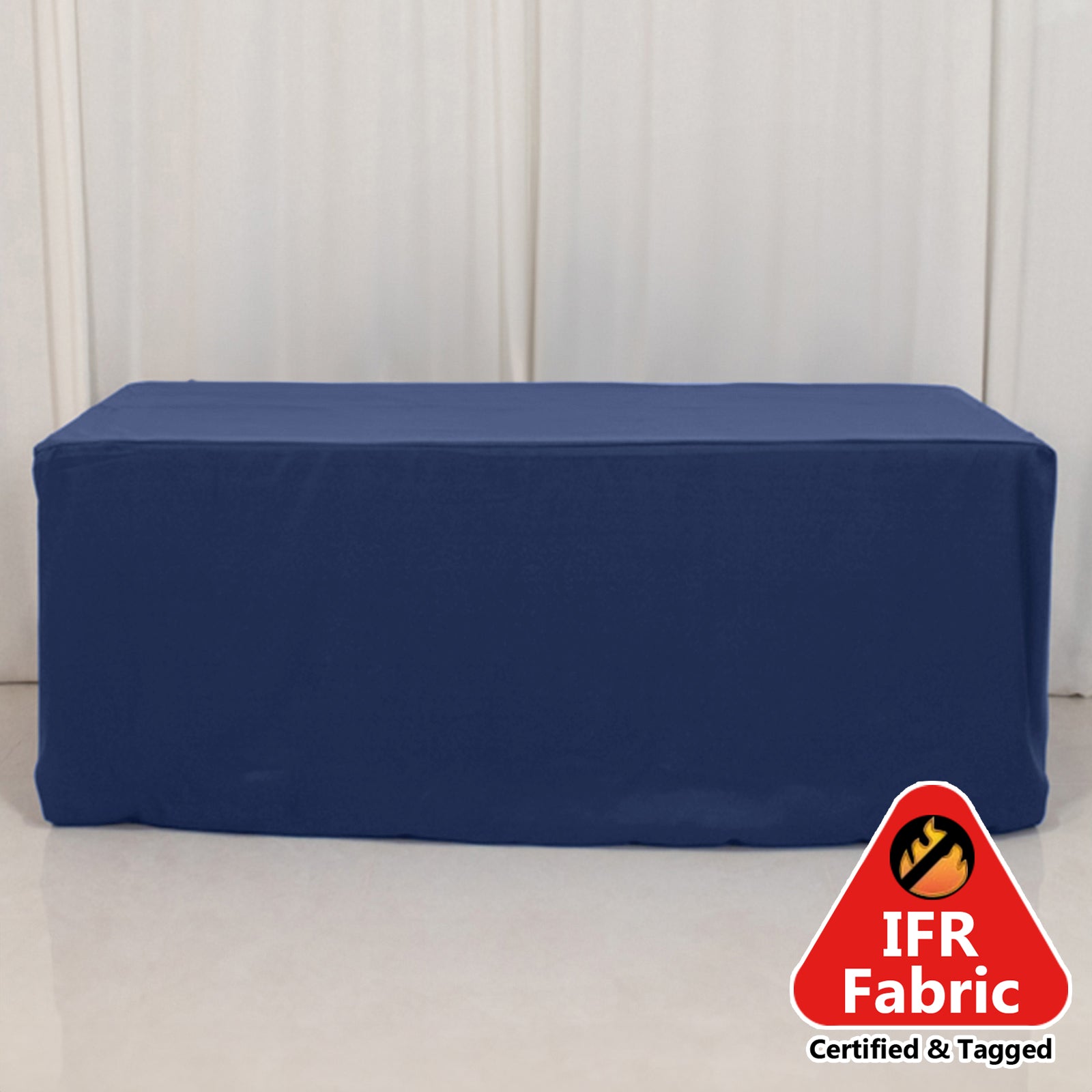 Fire Retardant Premium Polyester 6ft Rectangular Tablecloth Navy Blue Fitted High-Performance Table Cover