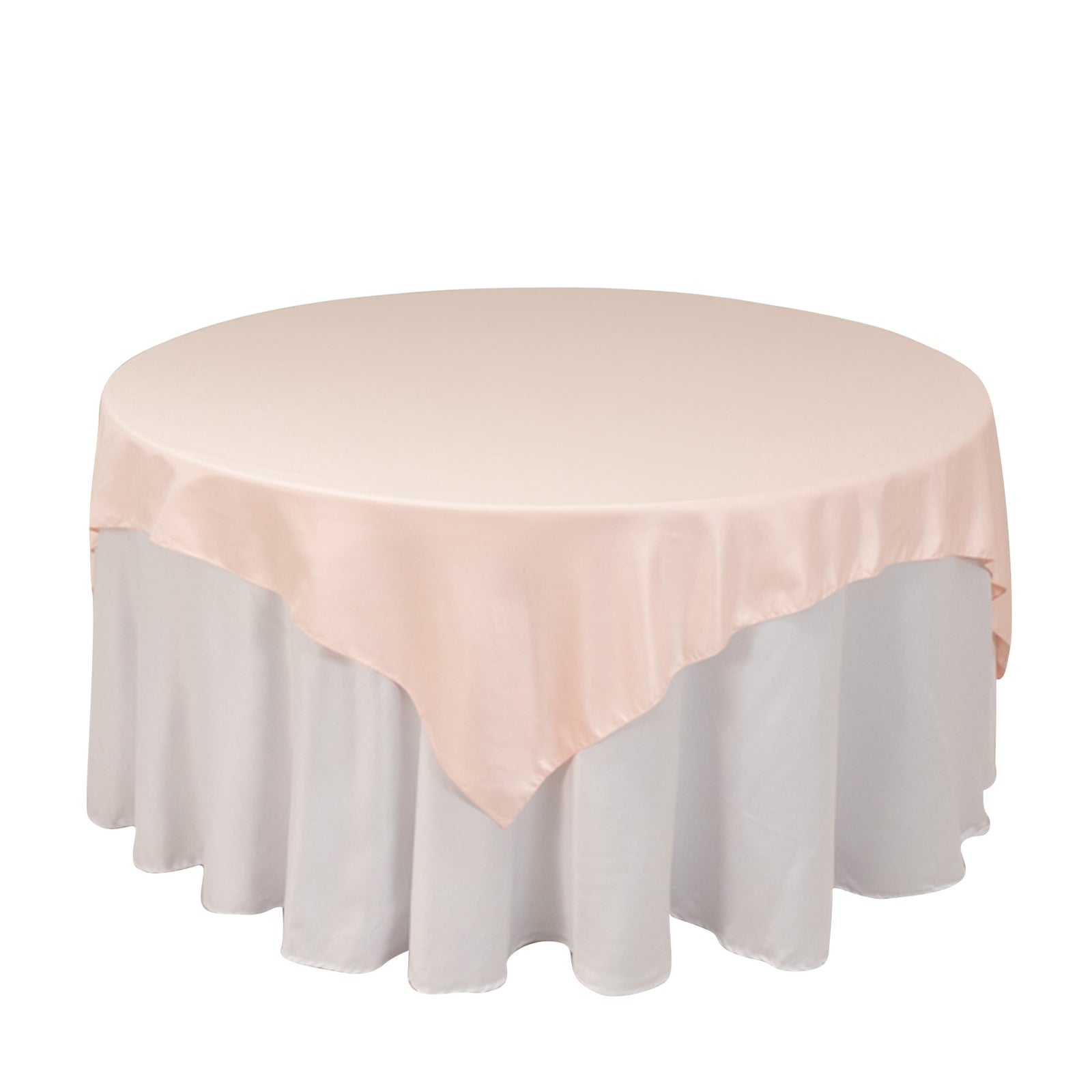Lamour Satin 72x72 Table Overlay Square Tablecloth Blush - Smooth Finish Table Topper