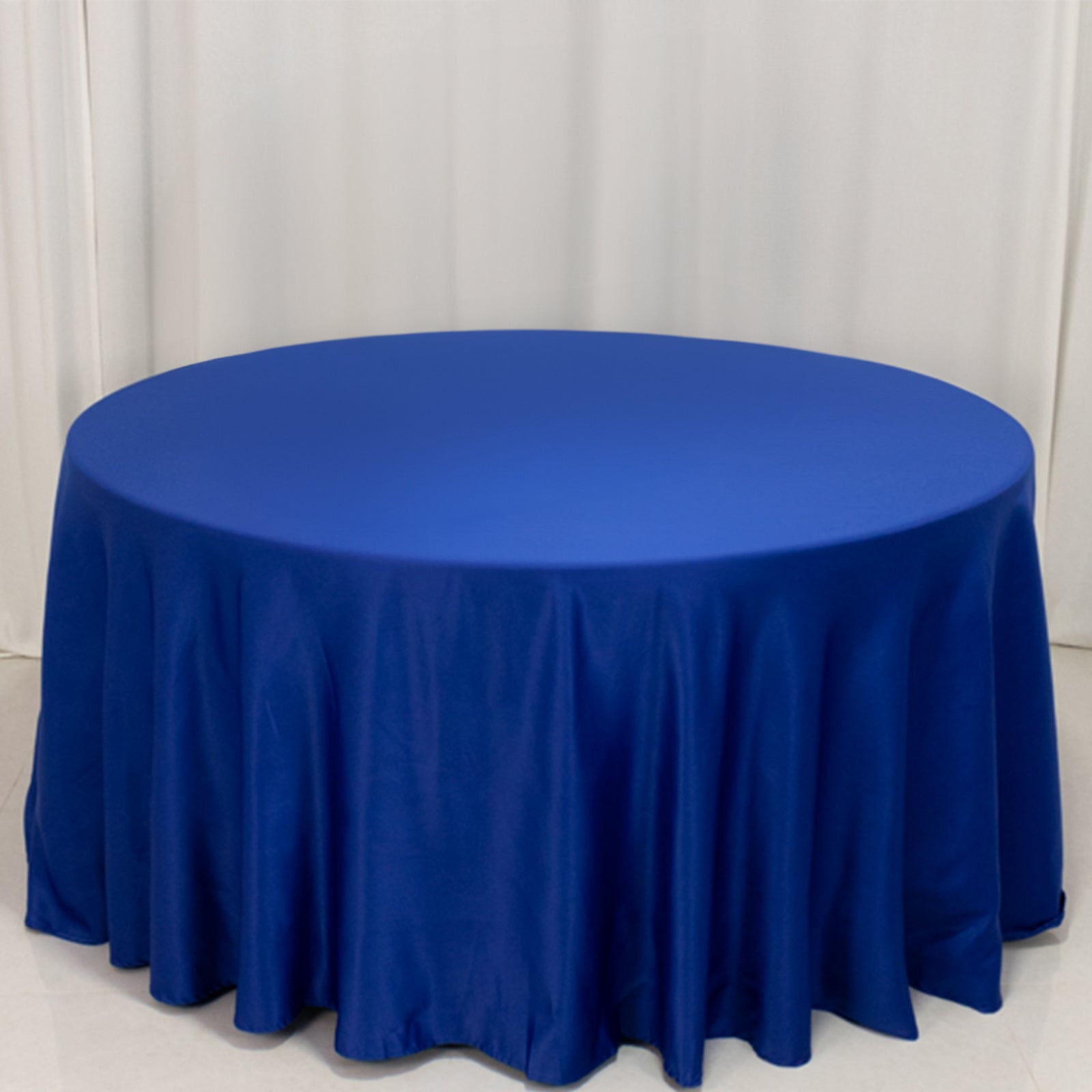 Lamour Satin 120 Round Tablecloth Royal Blue - Seamless Table Cover with Soft Tempered Sheen