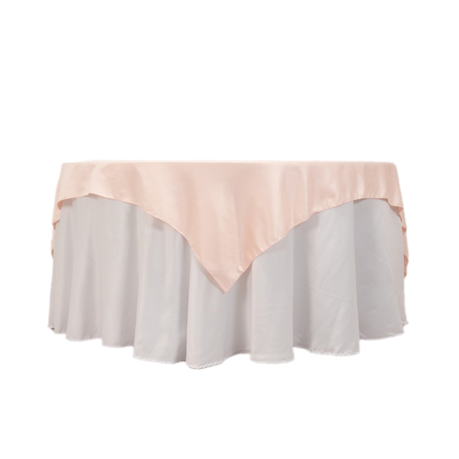 Lamour Satin 72x72 Table Overlay Square Tablecloth Blush - Smooth Finish Table Topper