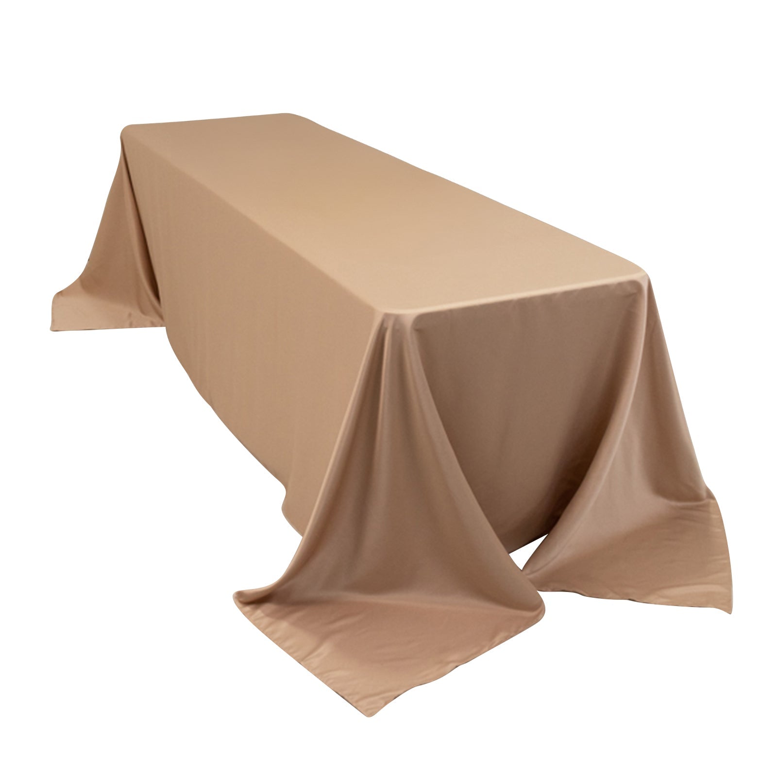 Lamour Satin 90x156 Rectangle Tablecloth Nude - Luxurious, Soft Seamless Table Cover