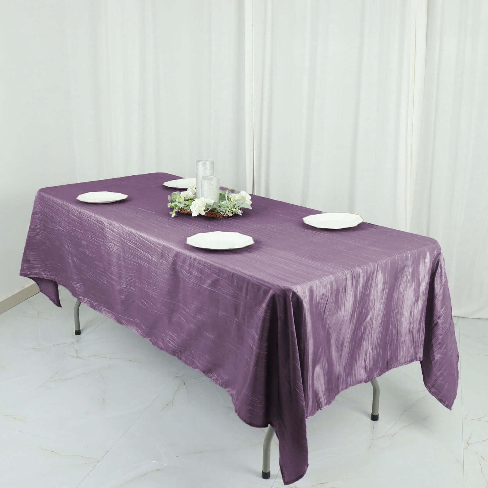 Taffeta 60x102 Rectangle Tablecloth Violet Amethyst - Accordion Crinkle Table Cover