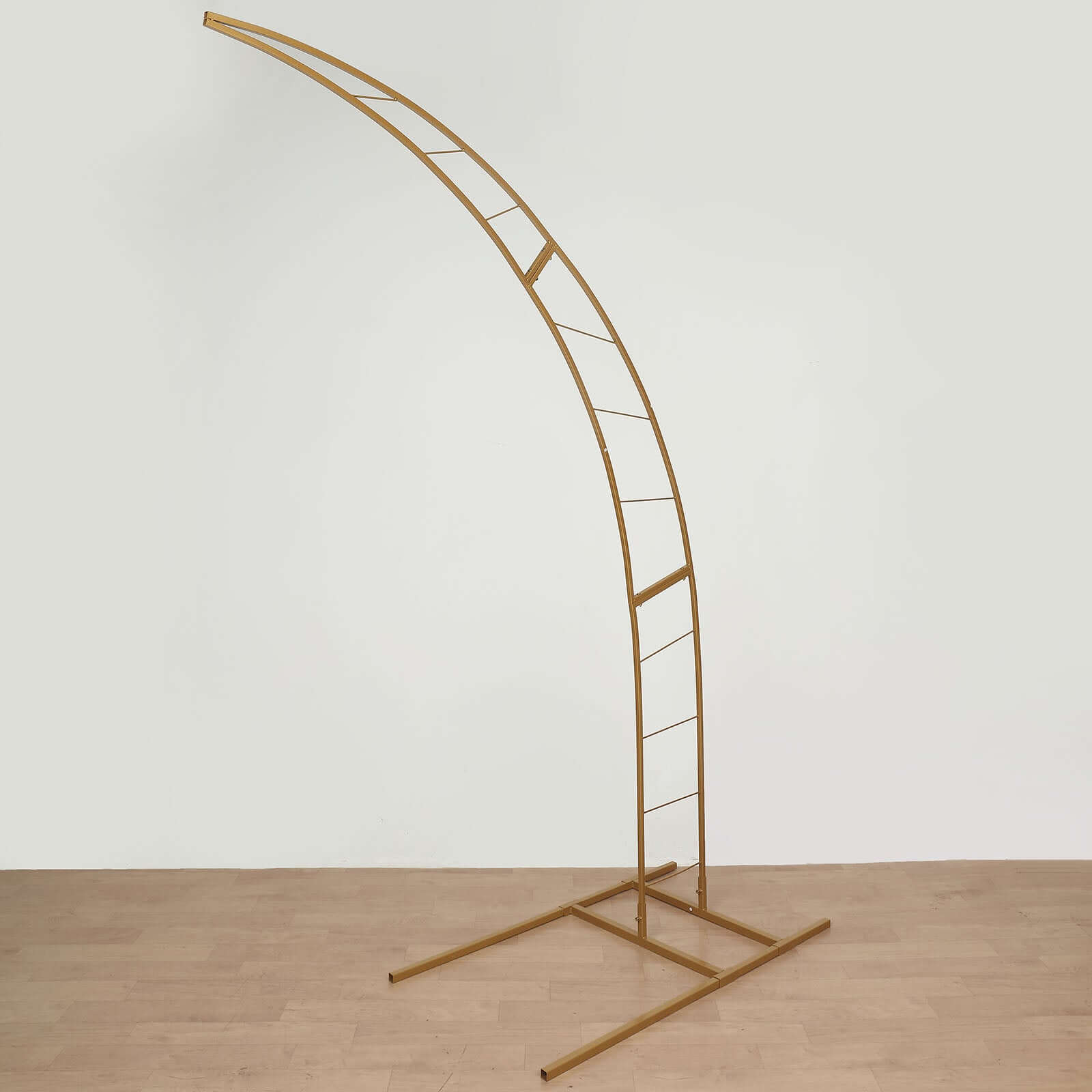 8ft Gold Metal Half Crescent Moon Wedding Arbor Frame, Curved Design Arch Flower Balloon Stand