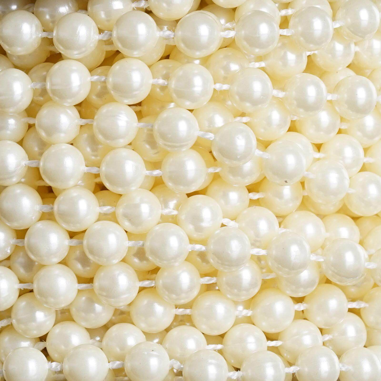 Faux Pearl Beads Vase Fillers in Ivory - Lustrous DIY Craft String Beads 12 Yards