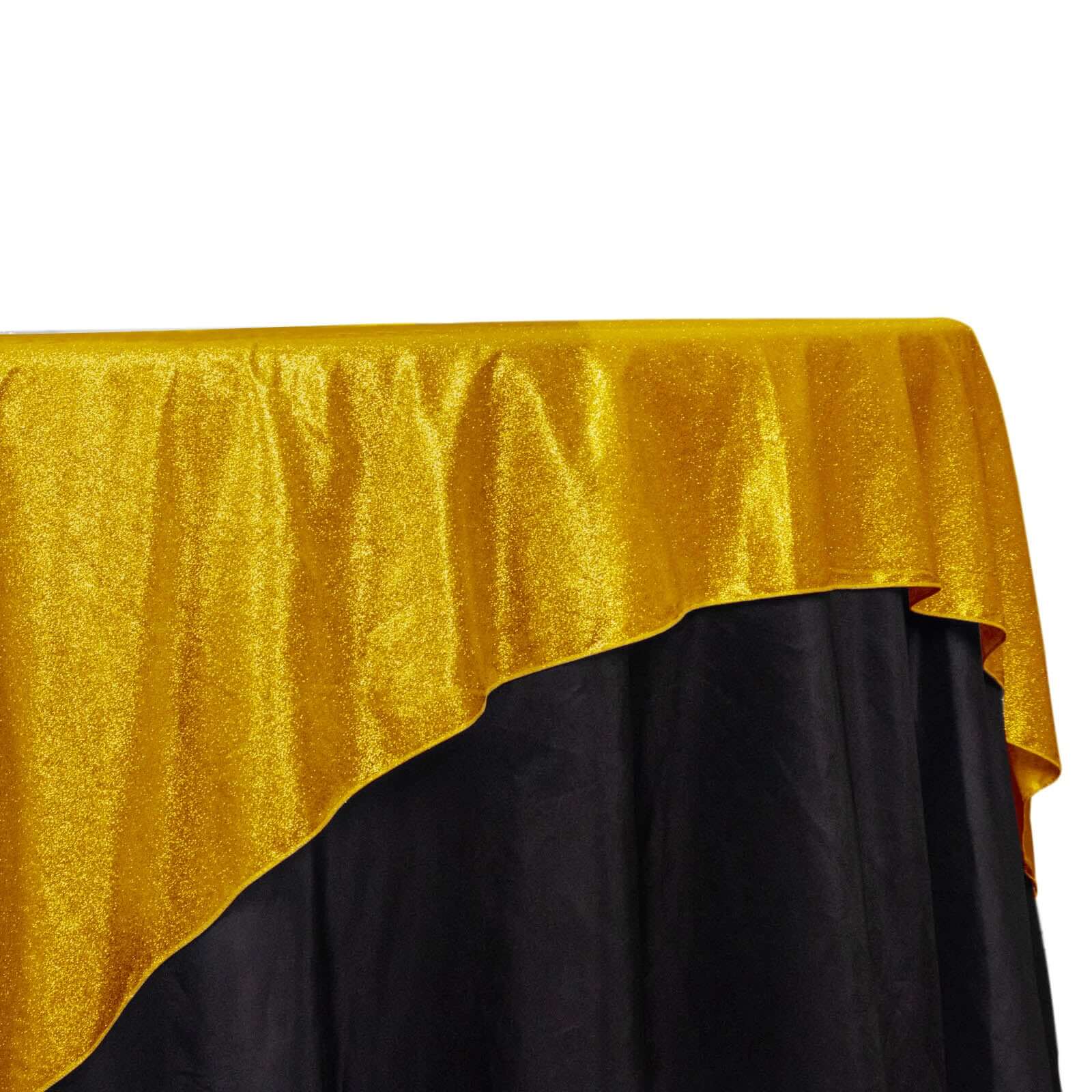 Polyester 72x72 Table Overlay Square Tablecloth Gold - Glitter Sparkle Design for Classy Celebrations