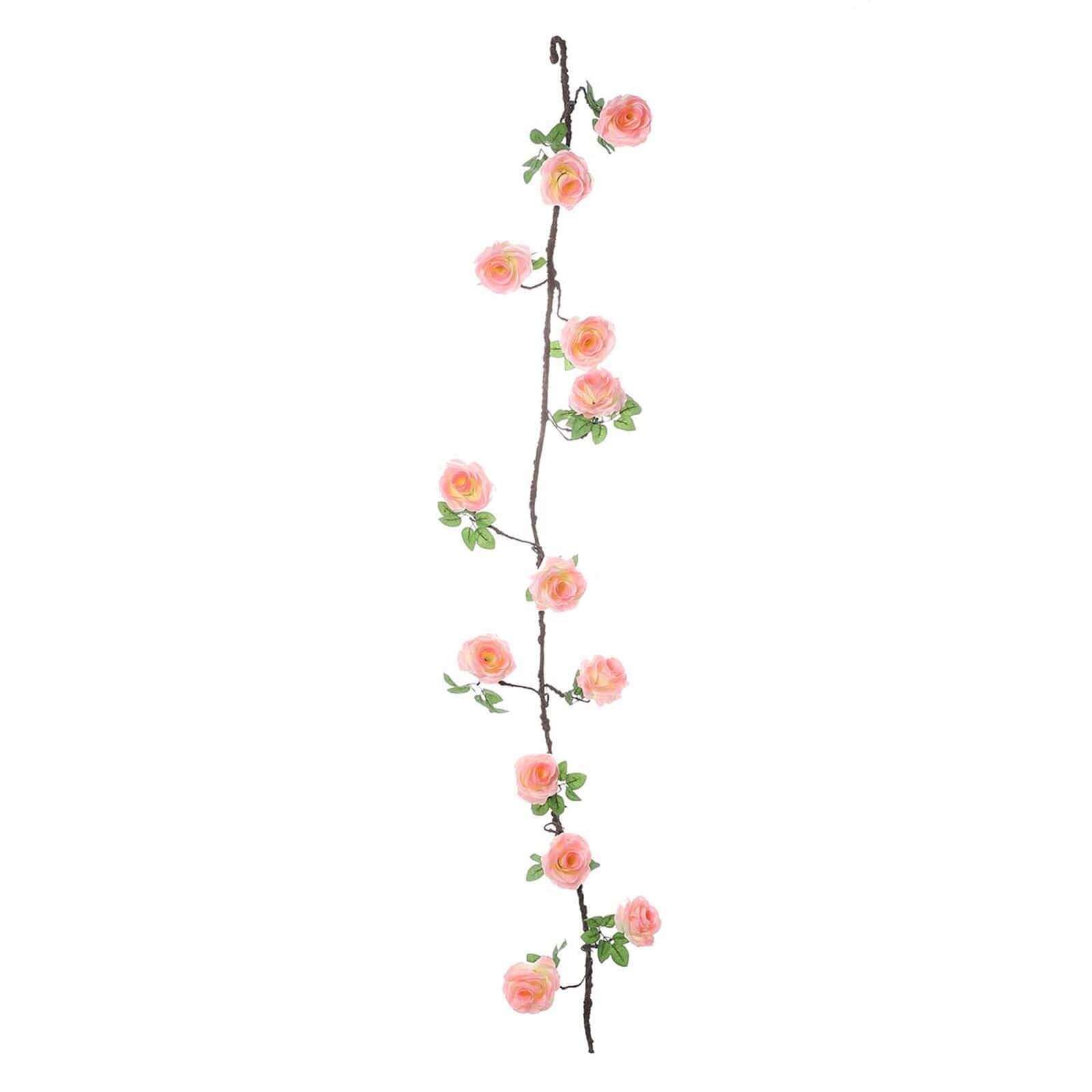 6ft Pink Artificial Silk Rose Hanging Flower Garland, Faux Vine