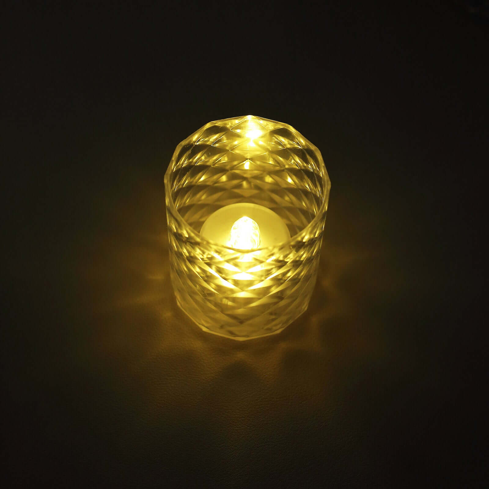 12-Pack LED Tealight Candle Holders Whiskey Glass Design Clear - Warm White Battery Operated Lights 3