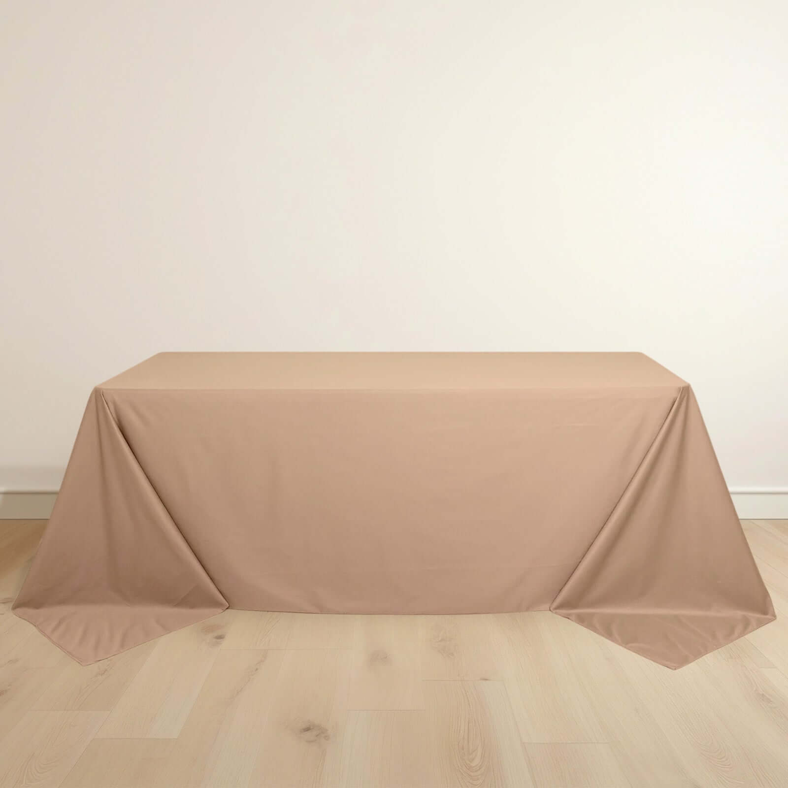 Premium Scuba Rectangular 90x132 Tablecloth Nude - Wrinkle Free, Stain Resistant & Seamless Table Cover