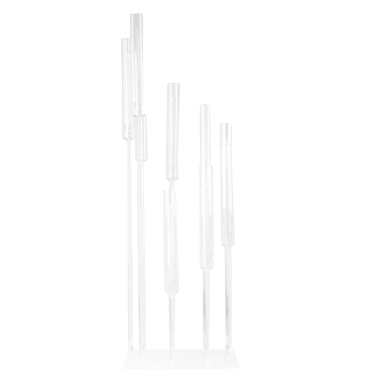 9-Arm Cluster Acrylic Candelabra Clear with Square Base - Sophisticated Taper Candle Holder Table Centerpiece for Pillar Candles 4ft