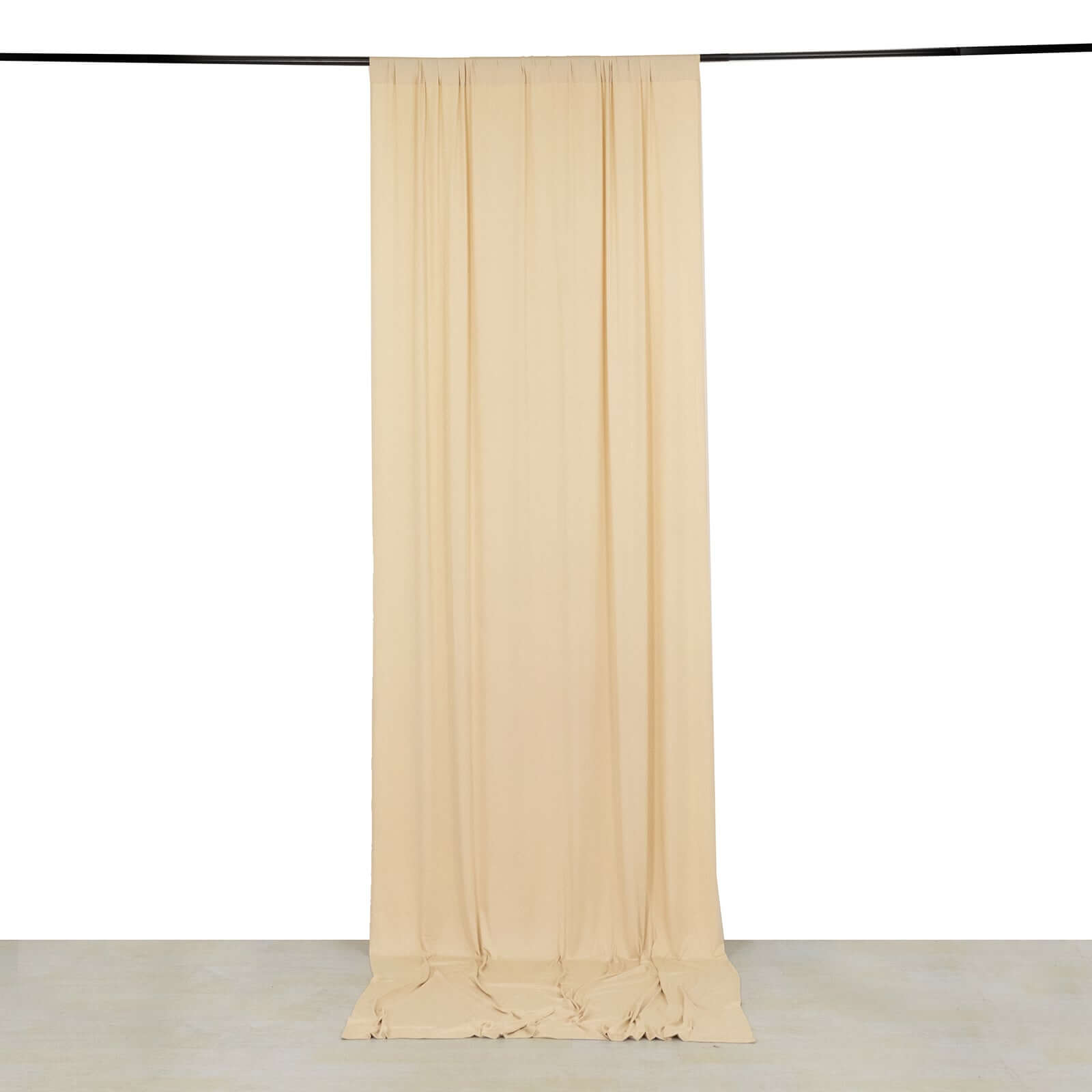 Beige 4-Way Stretch Spandex Event Curtain Drapes, Wrinkle Free Backdrop Event Panel with Rod Pockets - 5ftx12ft