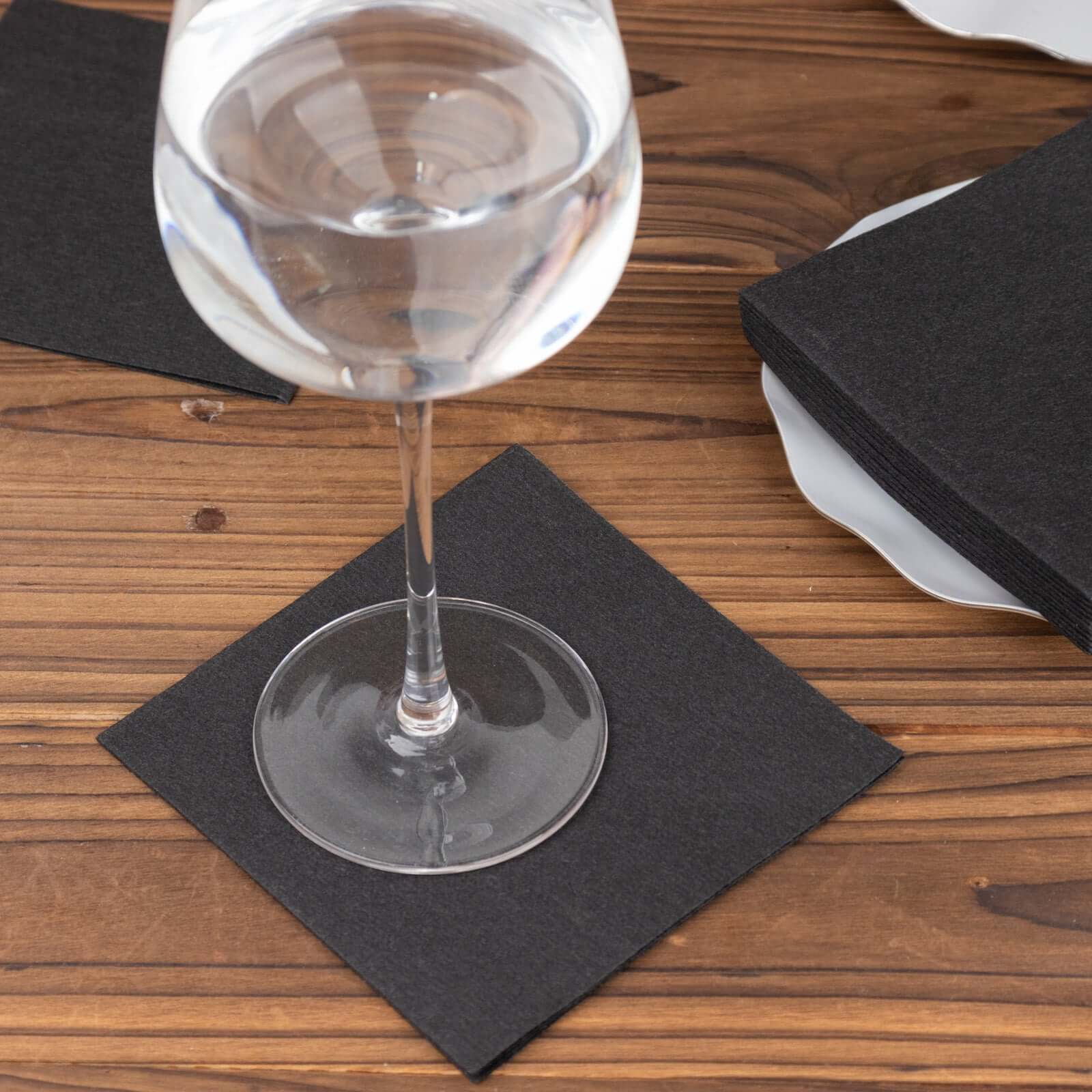 20-Pack Paper Linen-Like Cocktail Napkins Black - Disposable 5x5 Airlaid Soft Napkins for Events