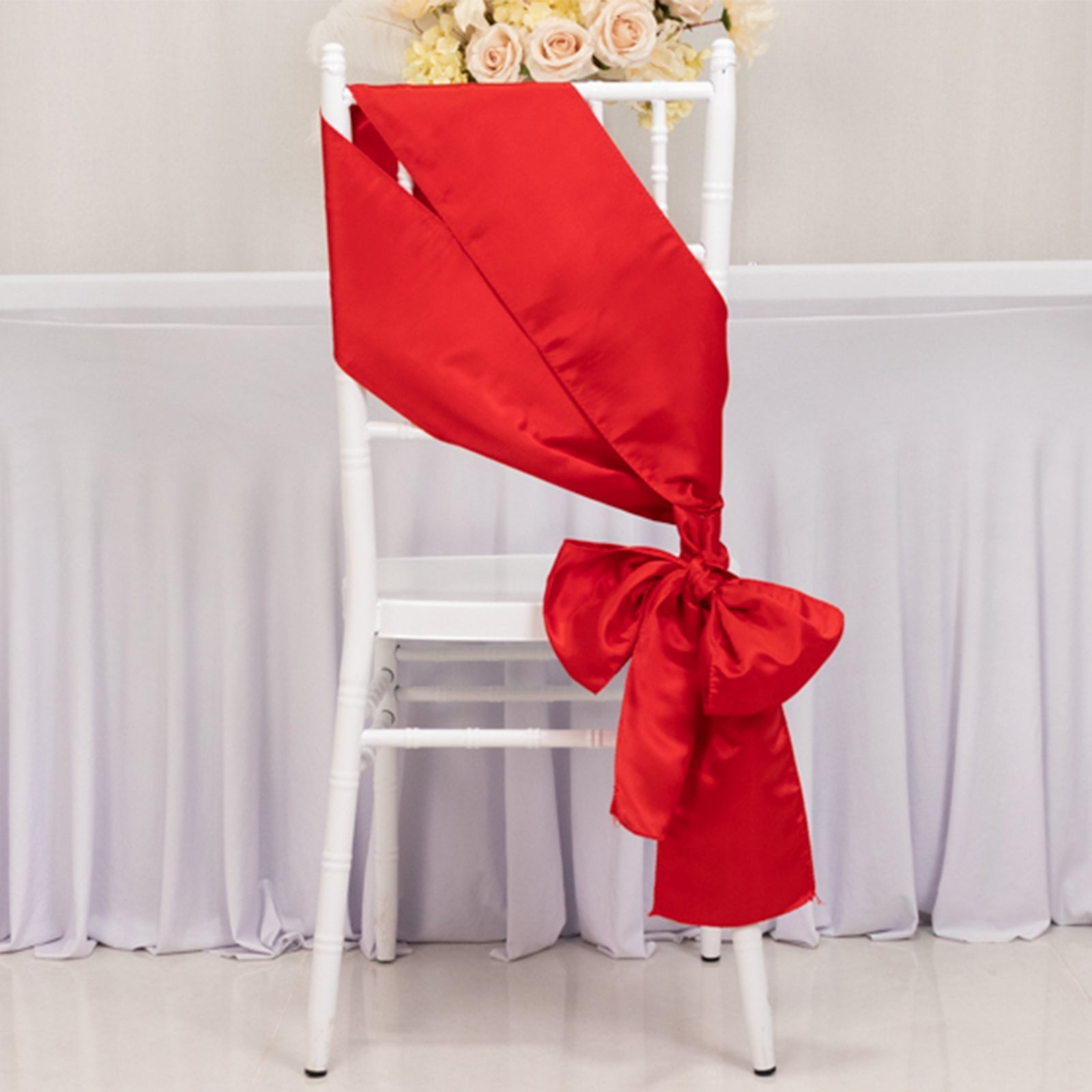 5 Pack Lamour Satin 6x106 Chair Sashes Red - Stylish Reusable Decorative Bows