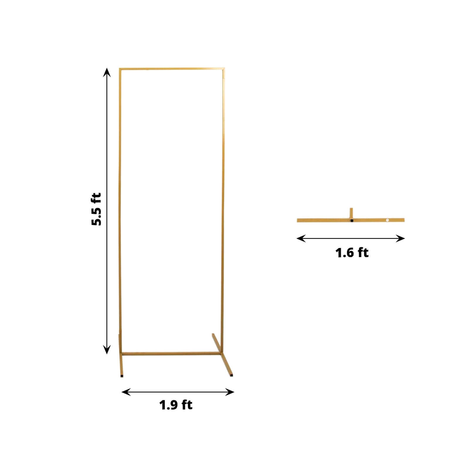 5.5ft Gold Metal Frame Wedding Arch, Rectangular Backdrop Stand, Floral Display Frame