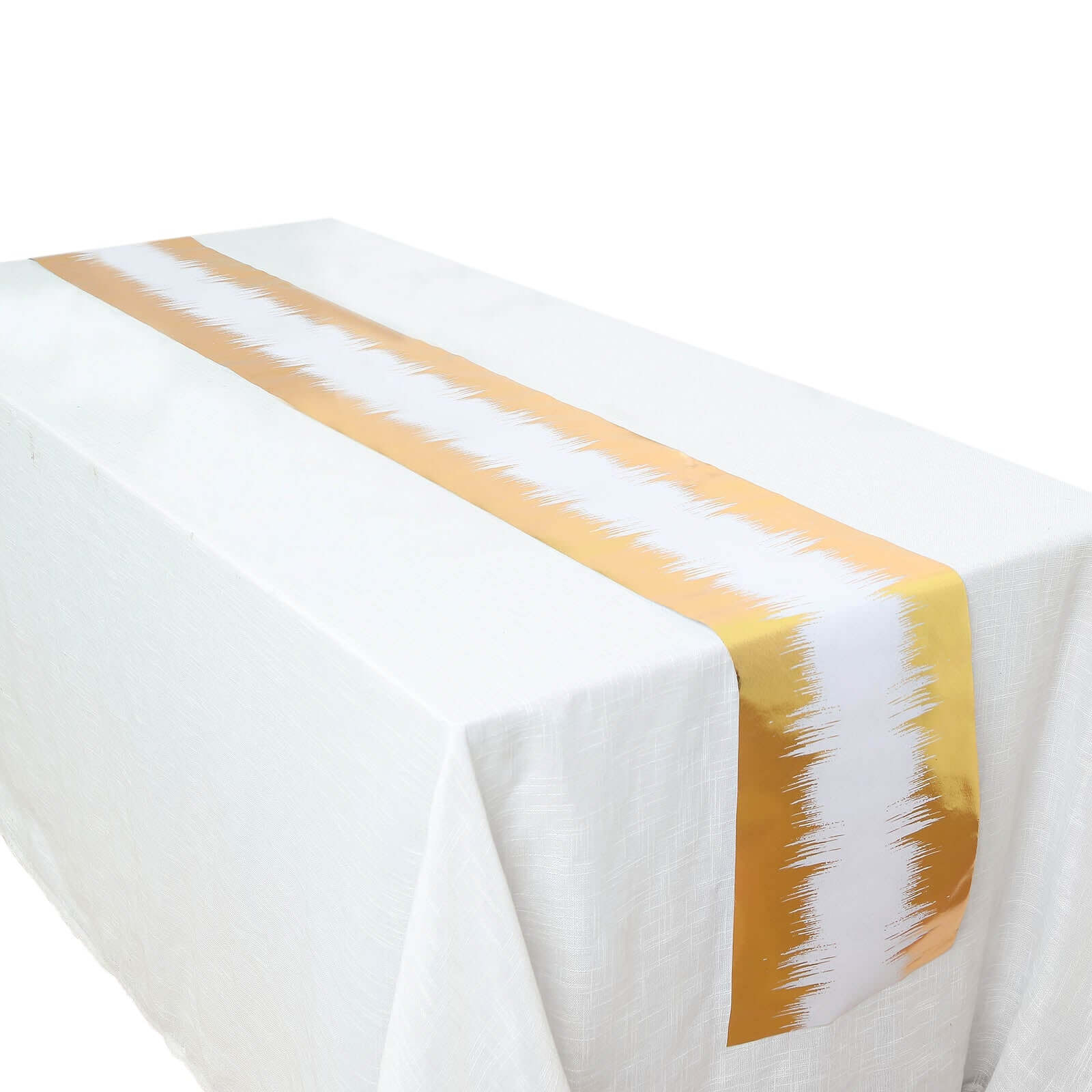 Disposable Table Runner Roll 108 Metallic Gold Foil Icicle Pattern - Stylish Non-Woven Table Decor for Special Occasions