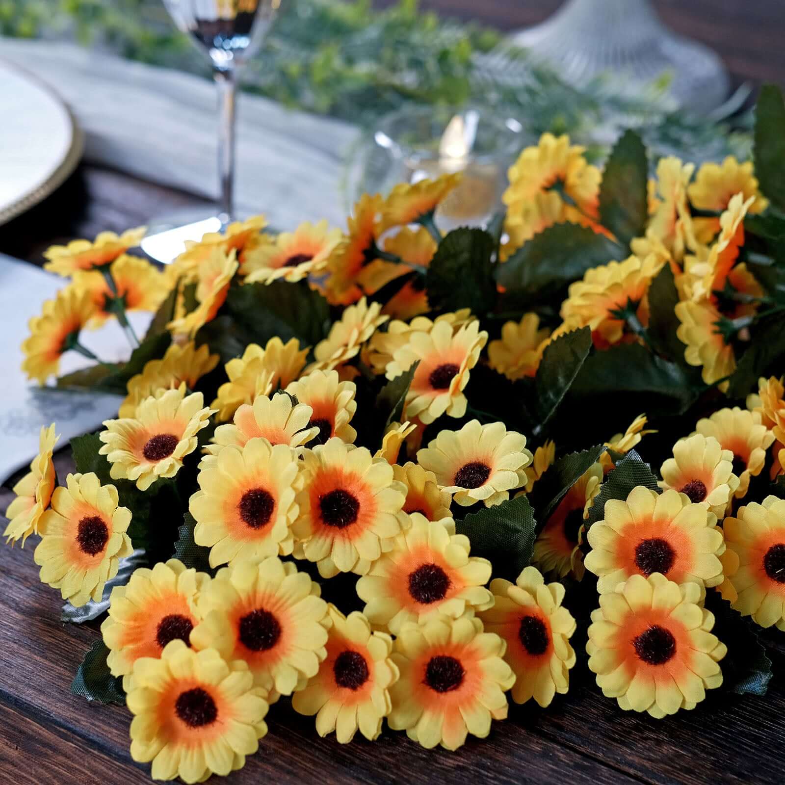 22 Artificial Hanging Vine Sunflower Bush, Draping Bouquet Garland