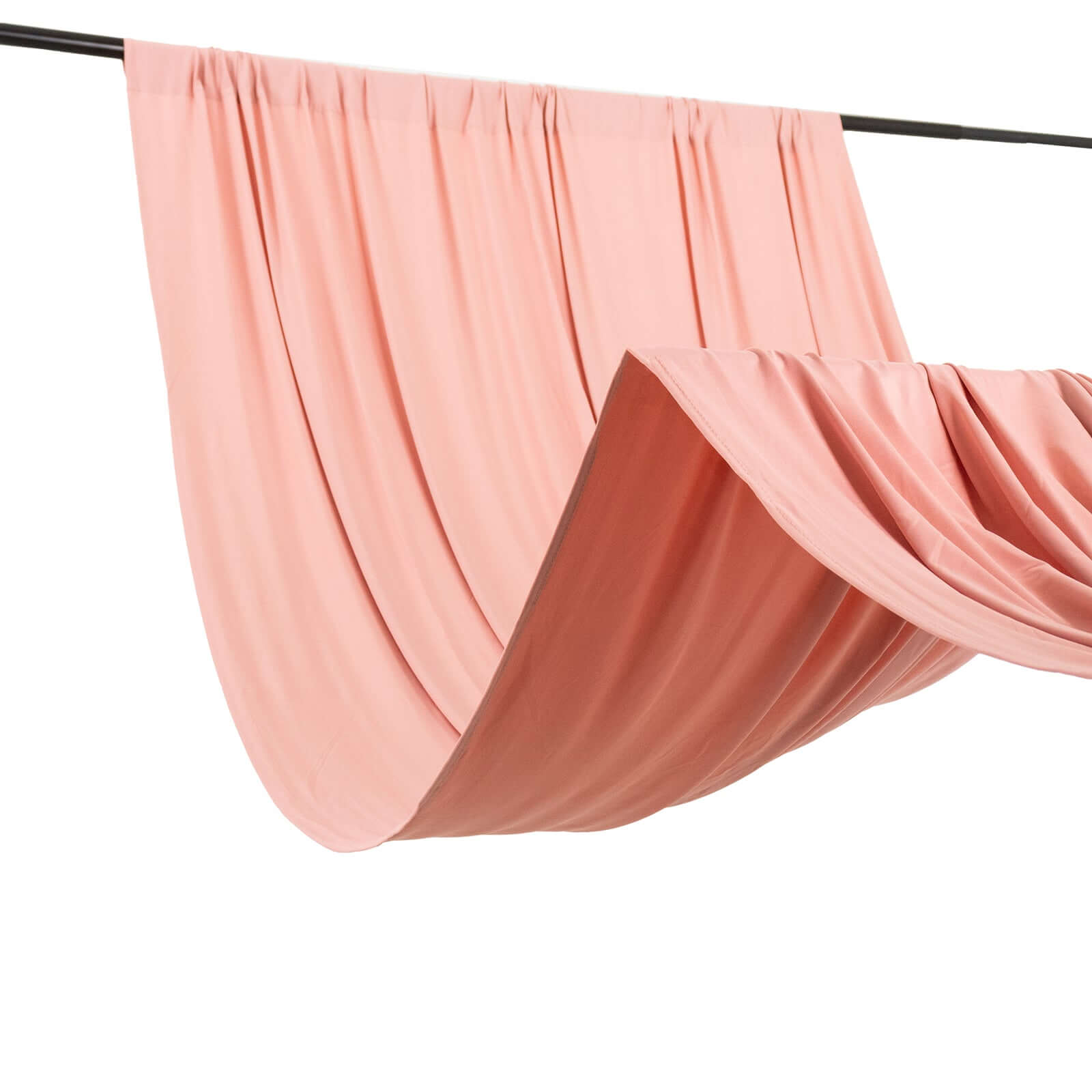 Dusty Rose 4-Way Stretch Spandex Event Curtain Drapes, Wrinkle Free Backdrop Event Panel with Rod Pockets - 5ftx14ft