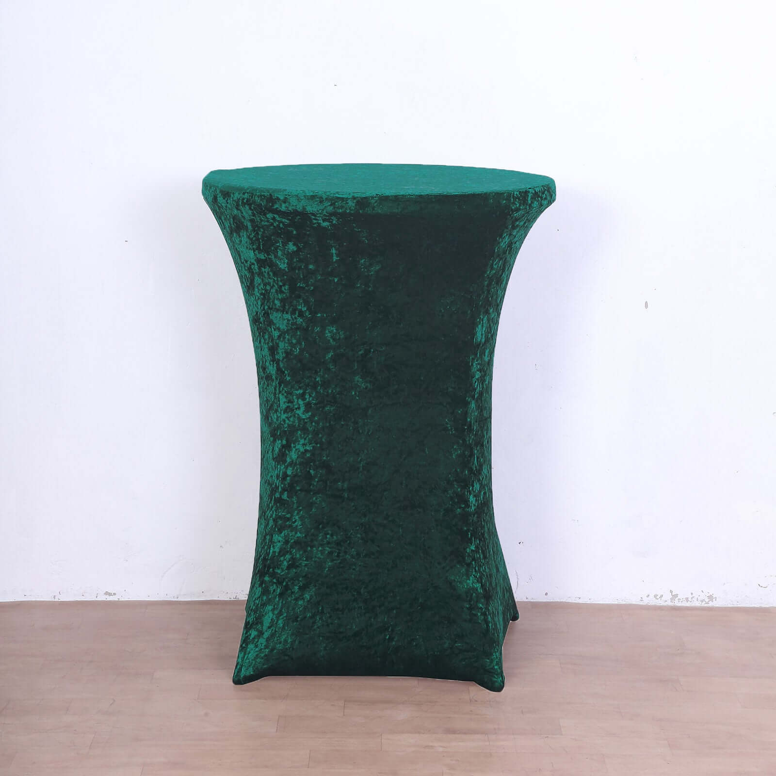 Crushed Velvet Spandex 32 Round Cocktail Table Cover Hunter Emerald Smooth Highboy Tablecloth