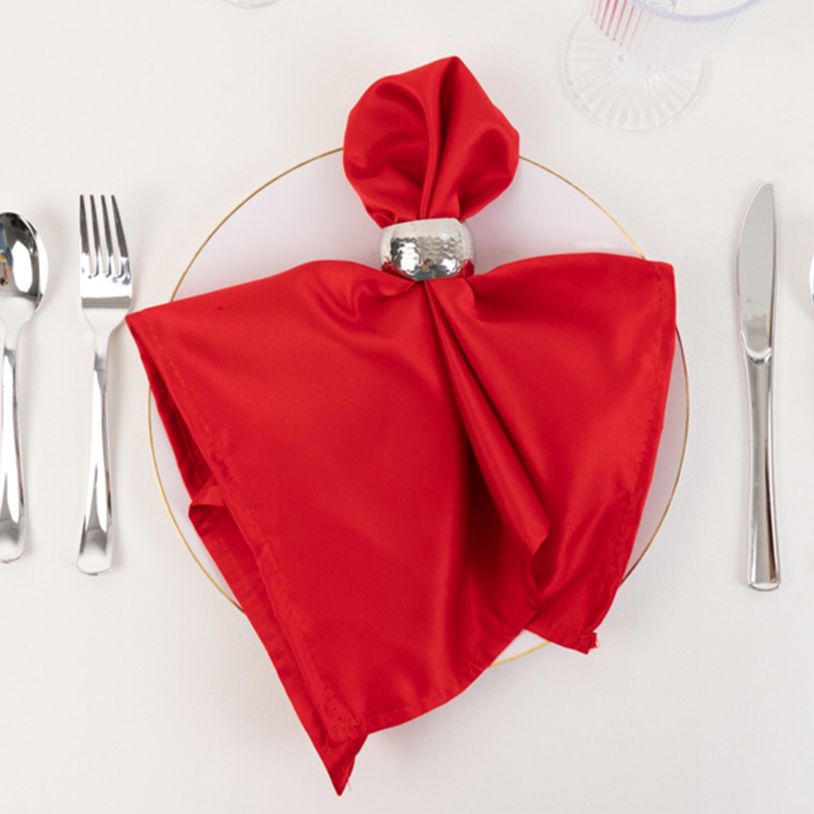 5 Pack Lamour Satin 20x20 Napkins Red - Soft Matte Finish Dinner Napkins