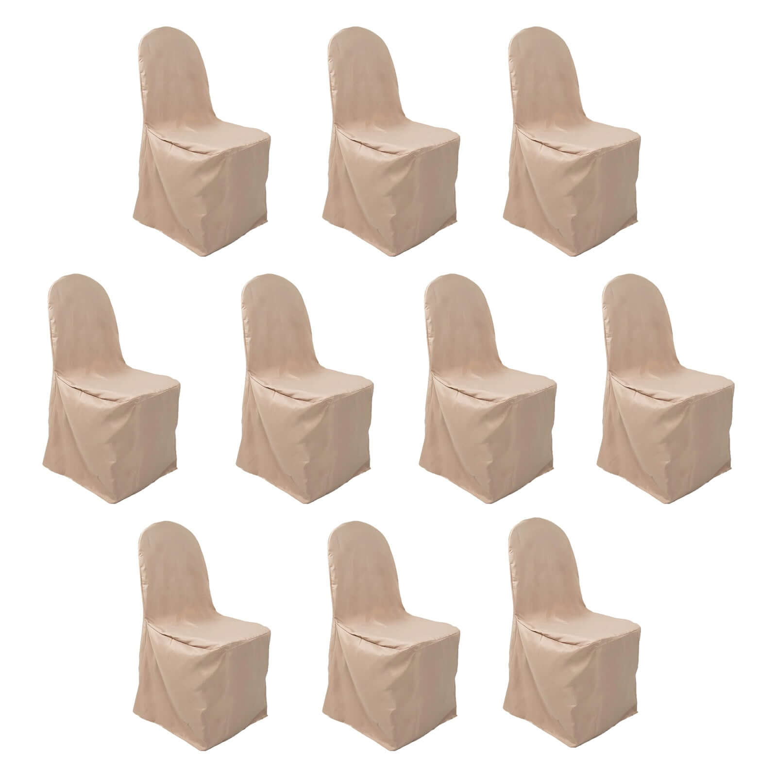 10 Pack Polyester Chair Cover for Banquet Chairs Nude - Stain-Resistant Reusable Slip-On Slipcover