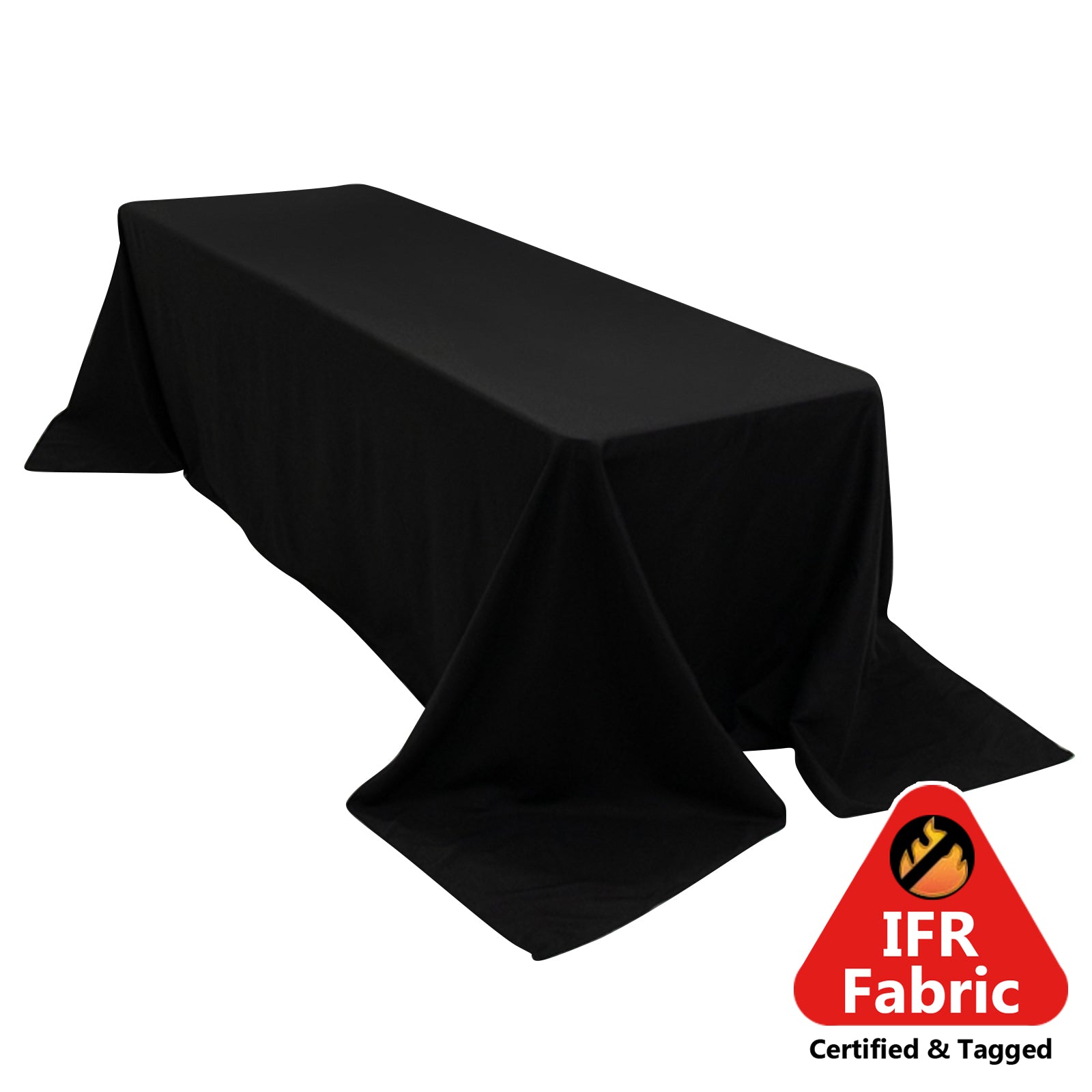 Fire Retardant Premium Polyester 90x156 Rectangular Tablecloth Black - High-Performance Seamless Table Cover