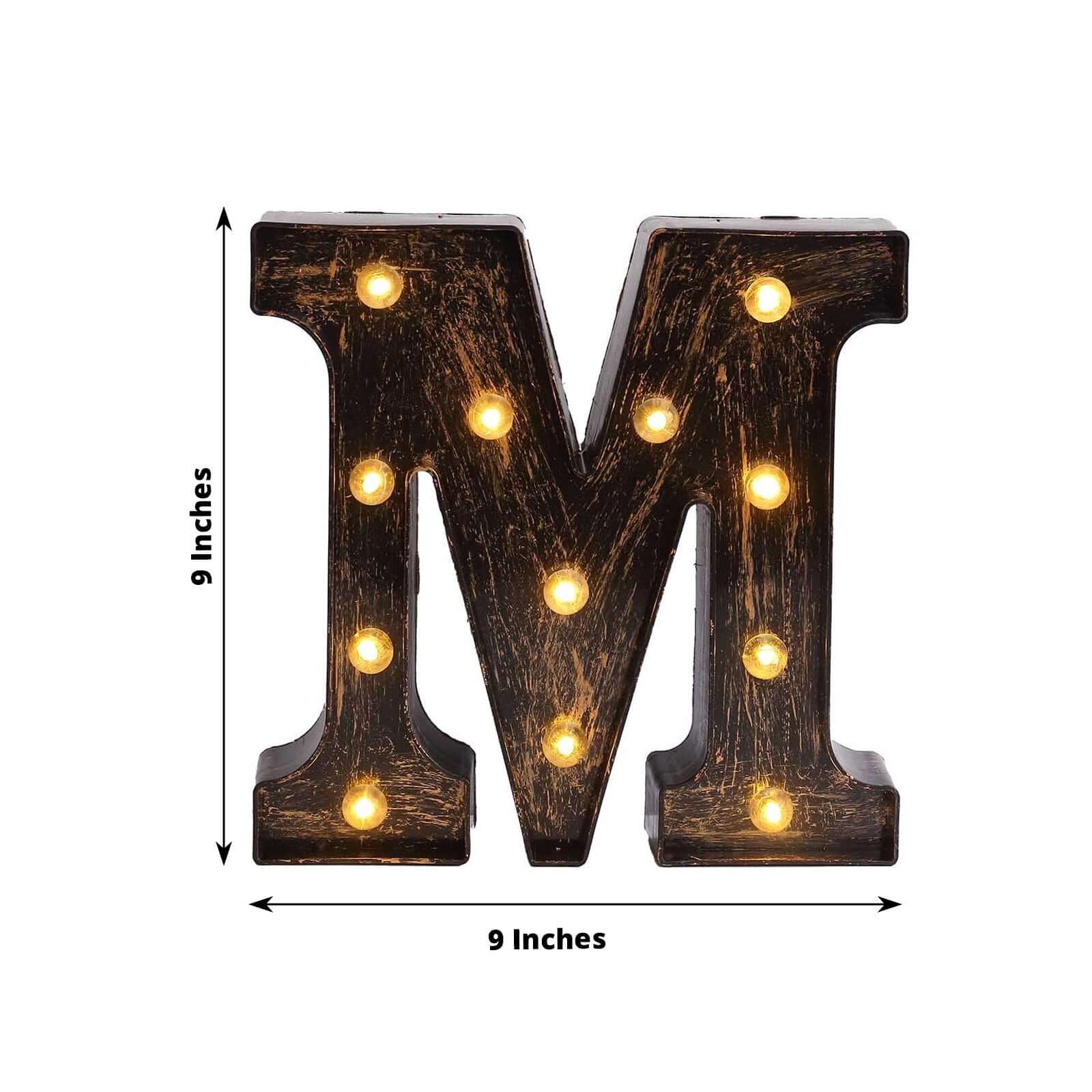 LED Marquee Letter M Industrial Style Antique Black - Light-Up Alphabet Sign for Weddings & Displays 9