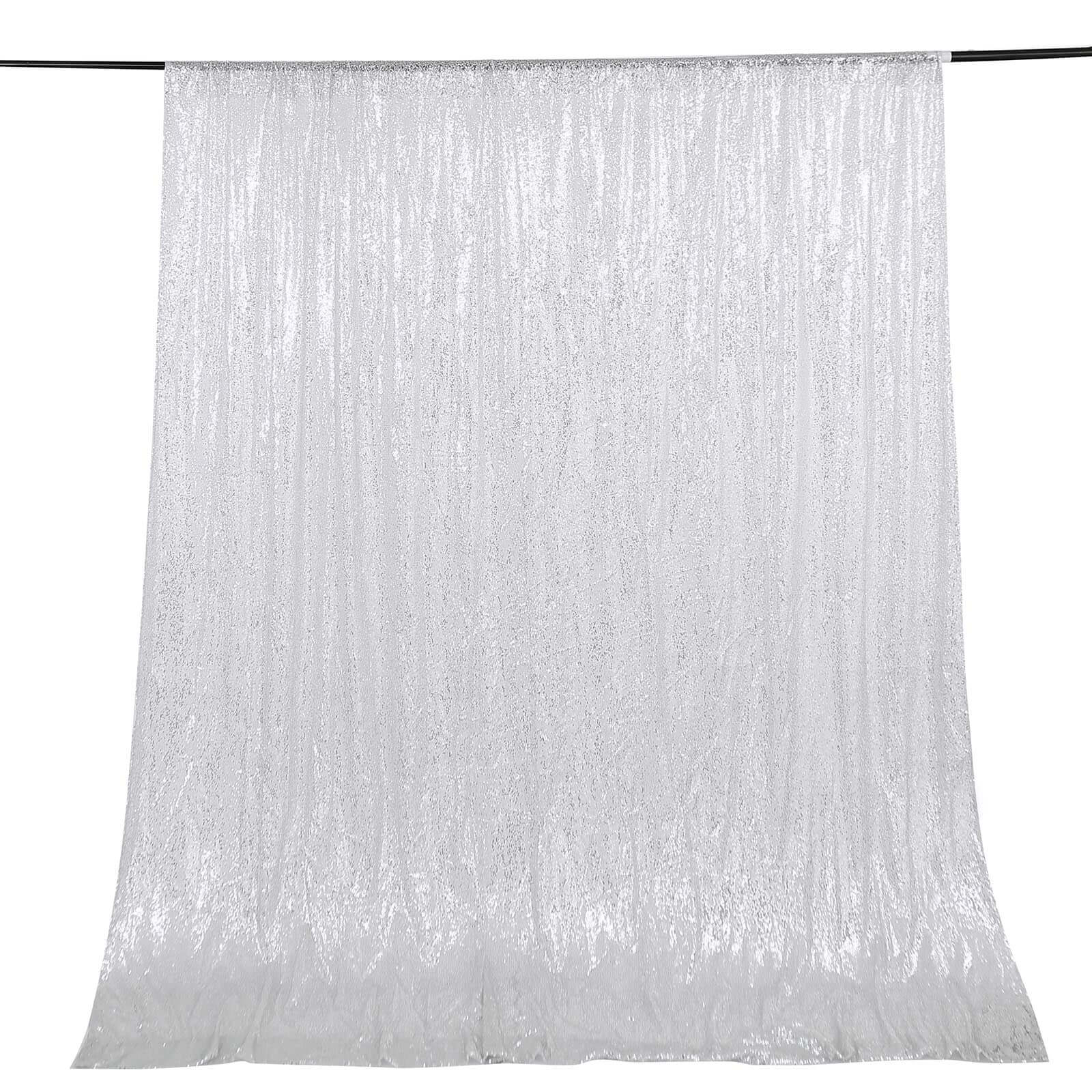 8ftx8ft Silver Sequin Event Curtain Drapes, Backdrop Event Panel