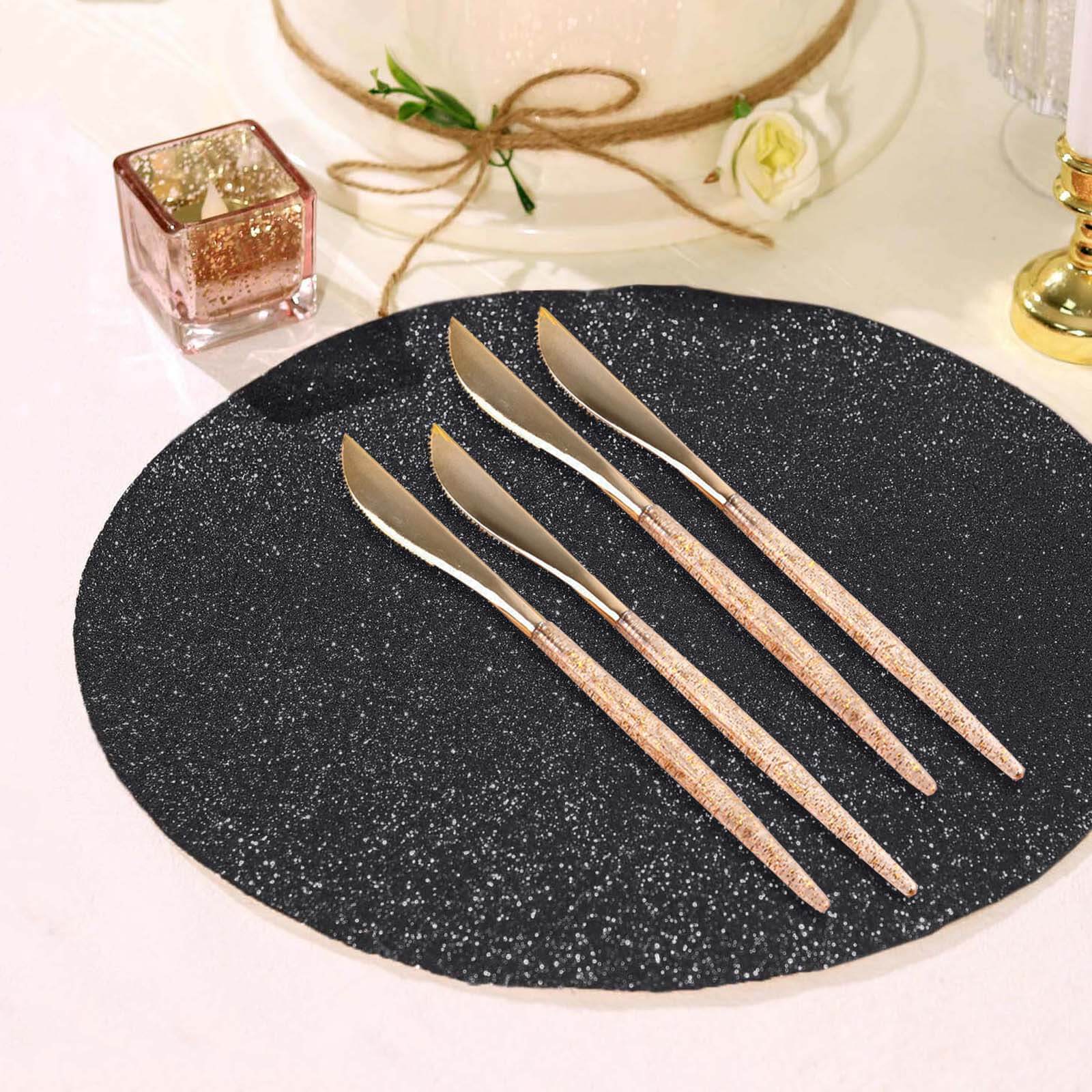 24-Pack Plastic Knives with Gold Glitter - Disposable Silverware Cutlery for Events