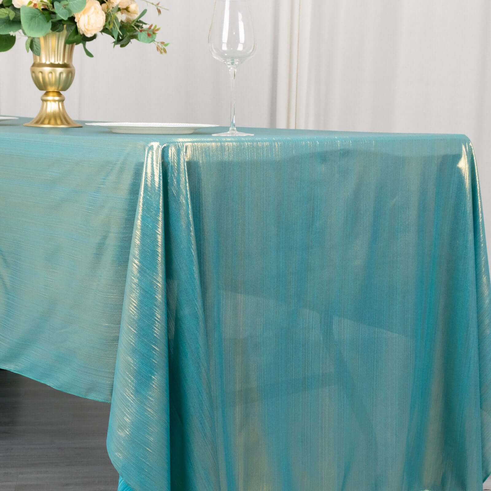 Sequin Dots Polyester 60x126 Rectangle Tablecloth Shimmering Turquoise - Wrinkle Free & Sparkling Table Cover