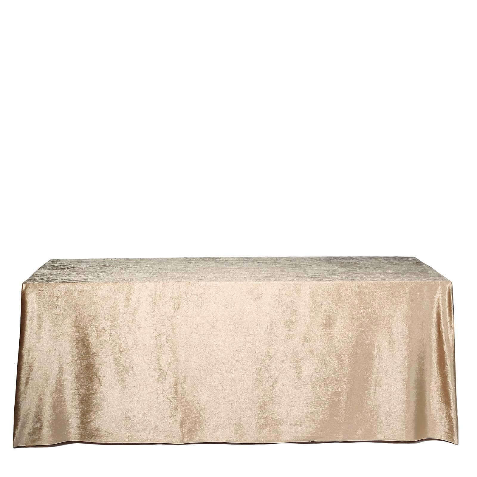 Premium Velvet 90x156 Rectangle Tablecloth Champagne - Reusable Soft & Seamless Table Cover