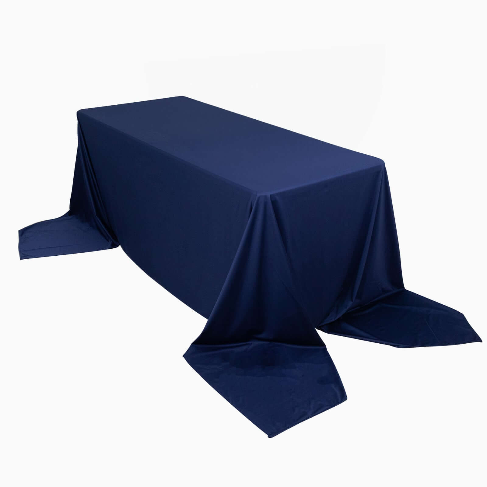 Premium Scuba Rectangular 90x156 Tablecloth Navy Blue - Wrinkle Free, Stain Resistant & Seamless Table Cover