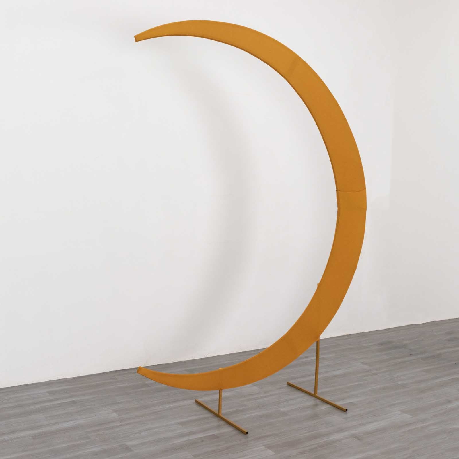 7.5ft Gold Spandex Crescent Moon Wedding Arch Cover, Custom Fitted Chiara Backdrop Stand Cover