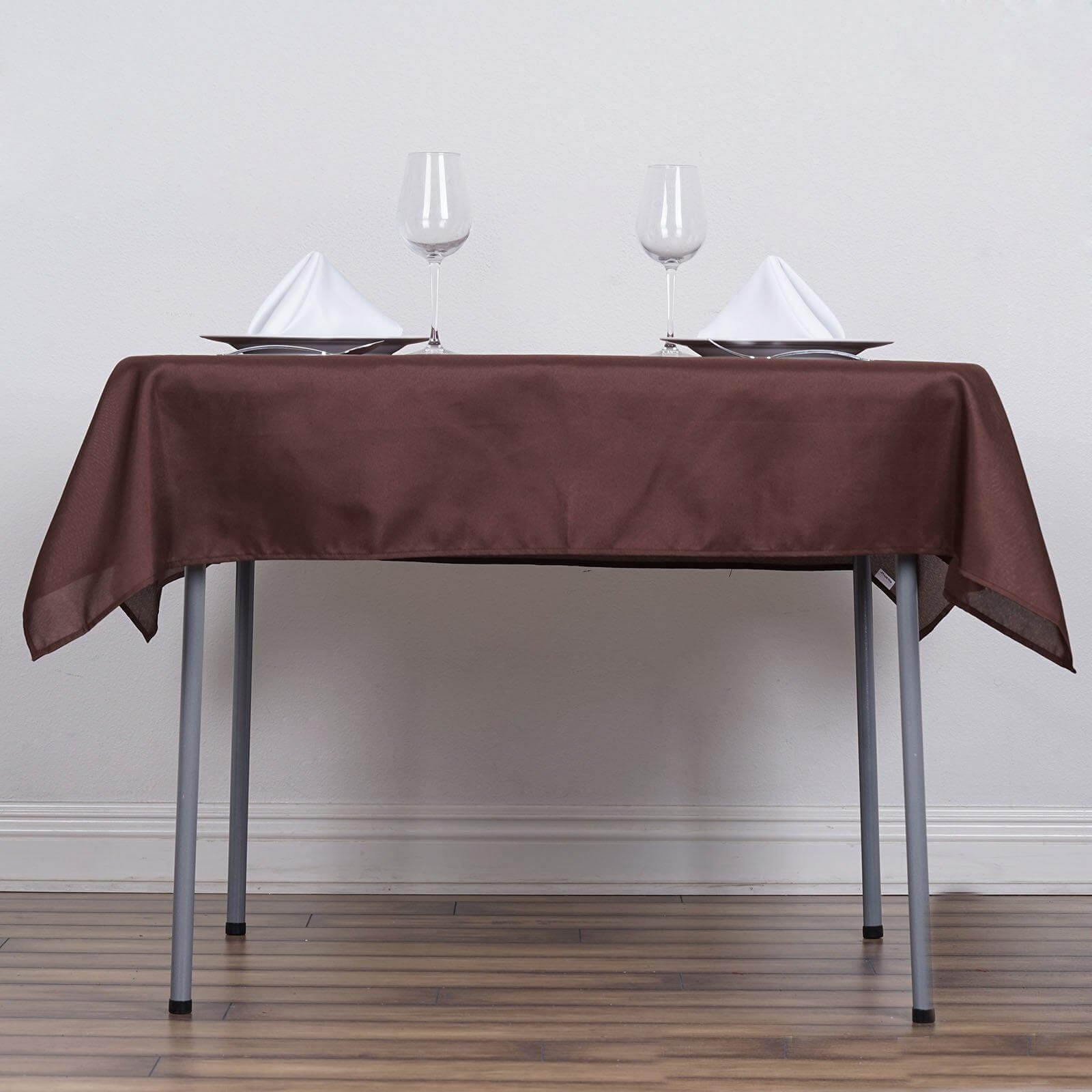 Polyester 54x54 Table Overlay Square Tablecloth Chocolate - Wrinkle-Resistant & Durable Table Cover